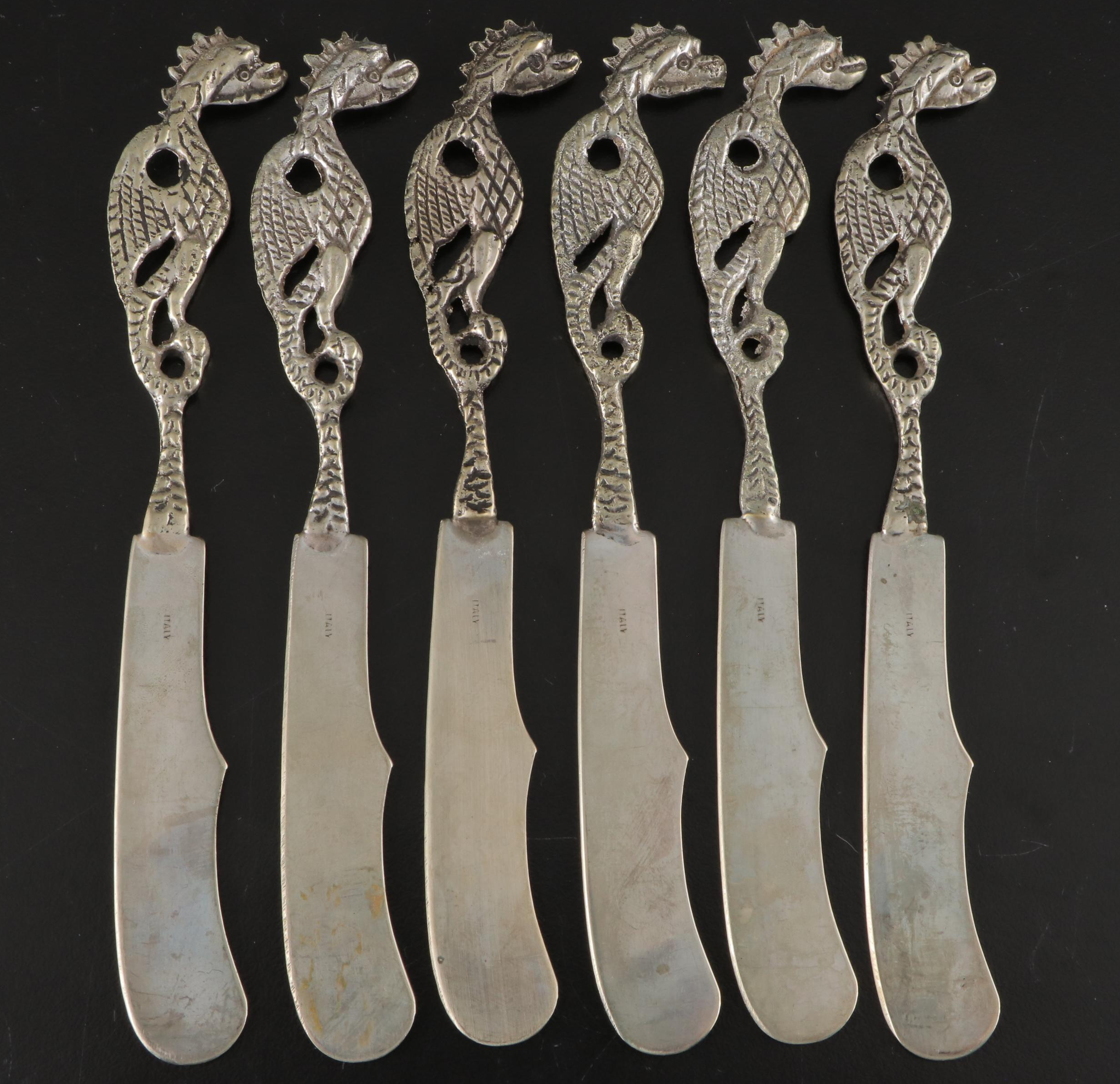 Silver Plate and Mother-of-Pearl Handled Fruit Knives with Other Spreaders