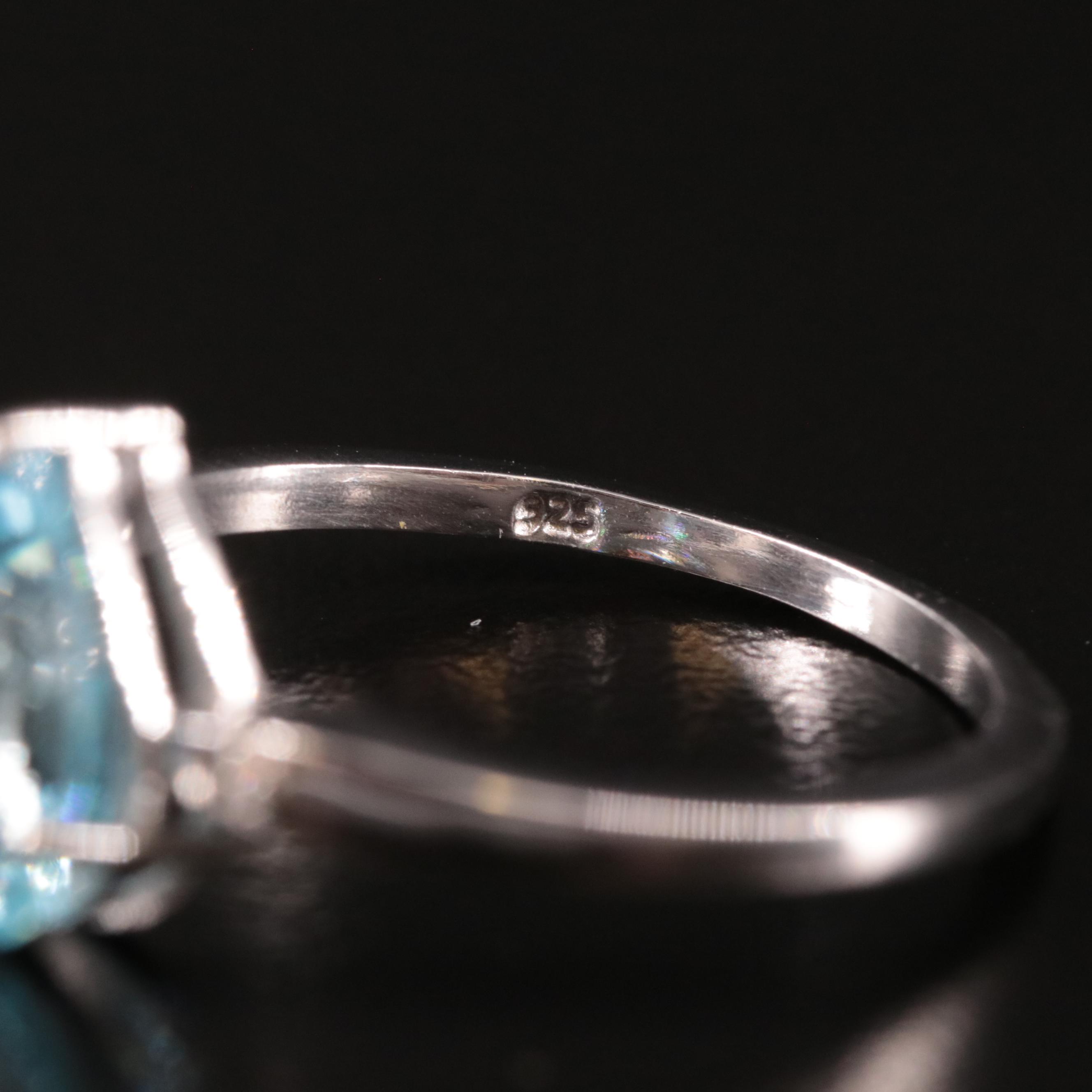 Sterling Blue Topaz and Diamond Ring