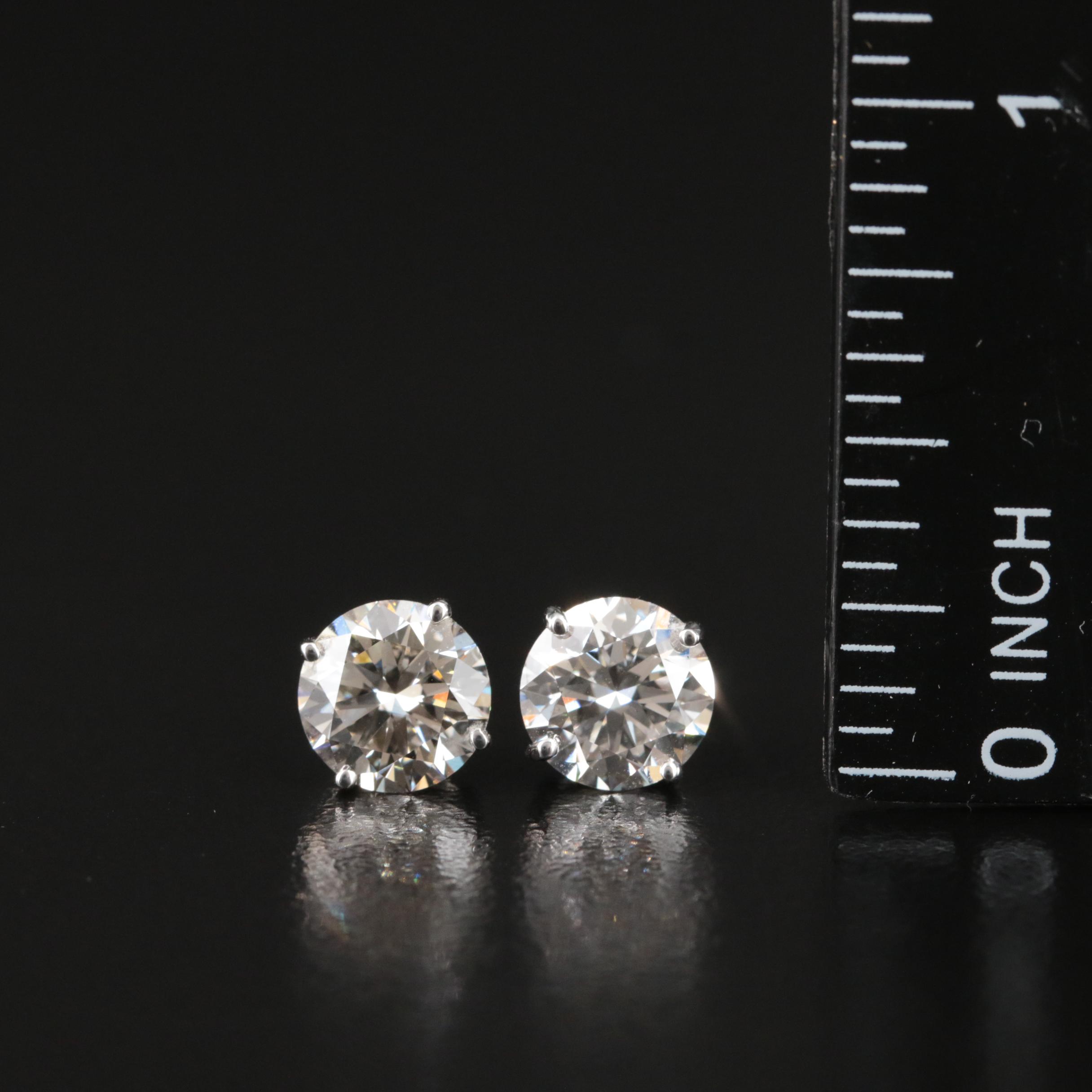 Platinum 2.85 CTW Lab Grown Diamond Stud Earrings