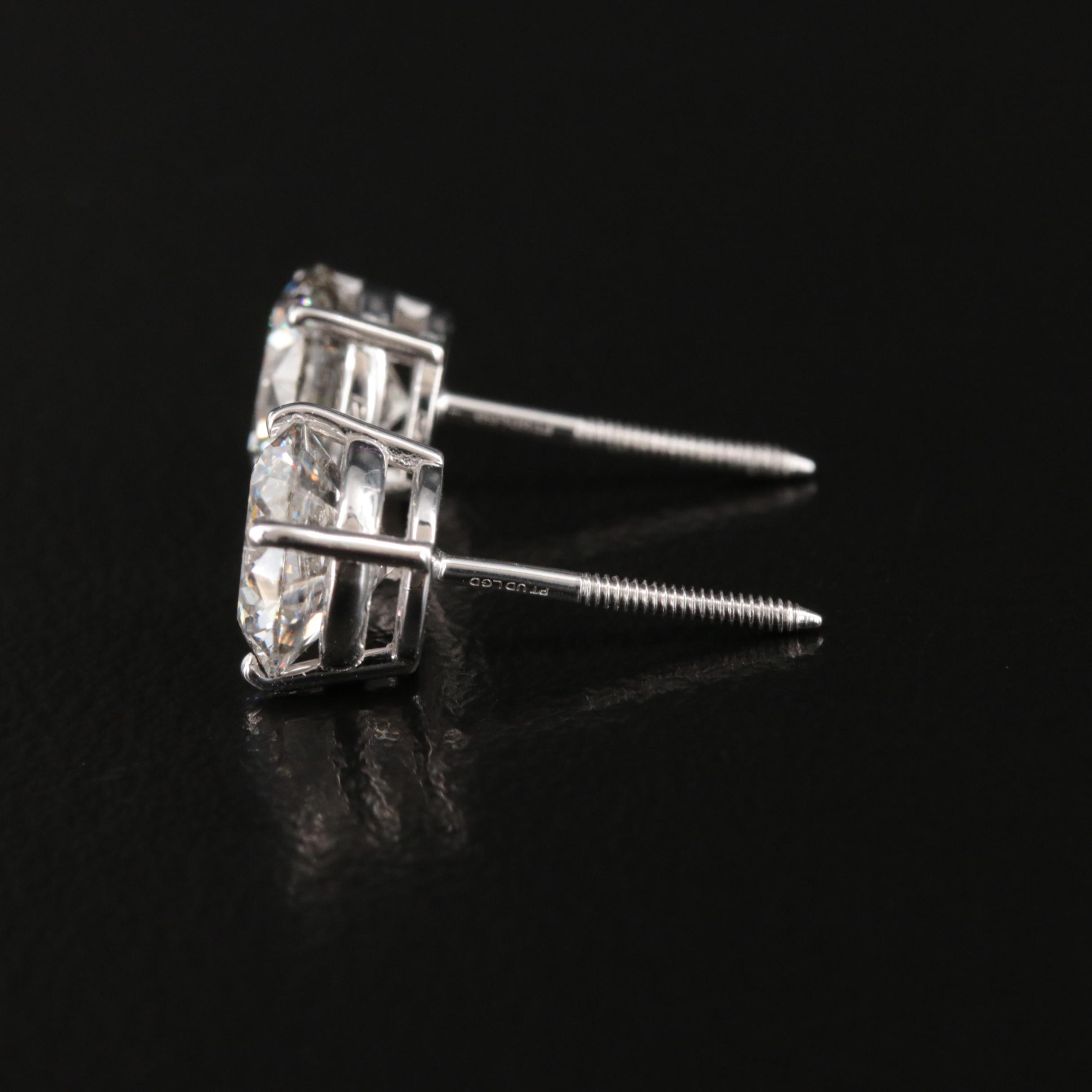 Platinum 2.85 CTW Lab Grown Diamond Stud Earrings