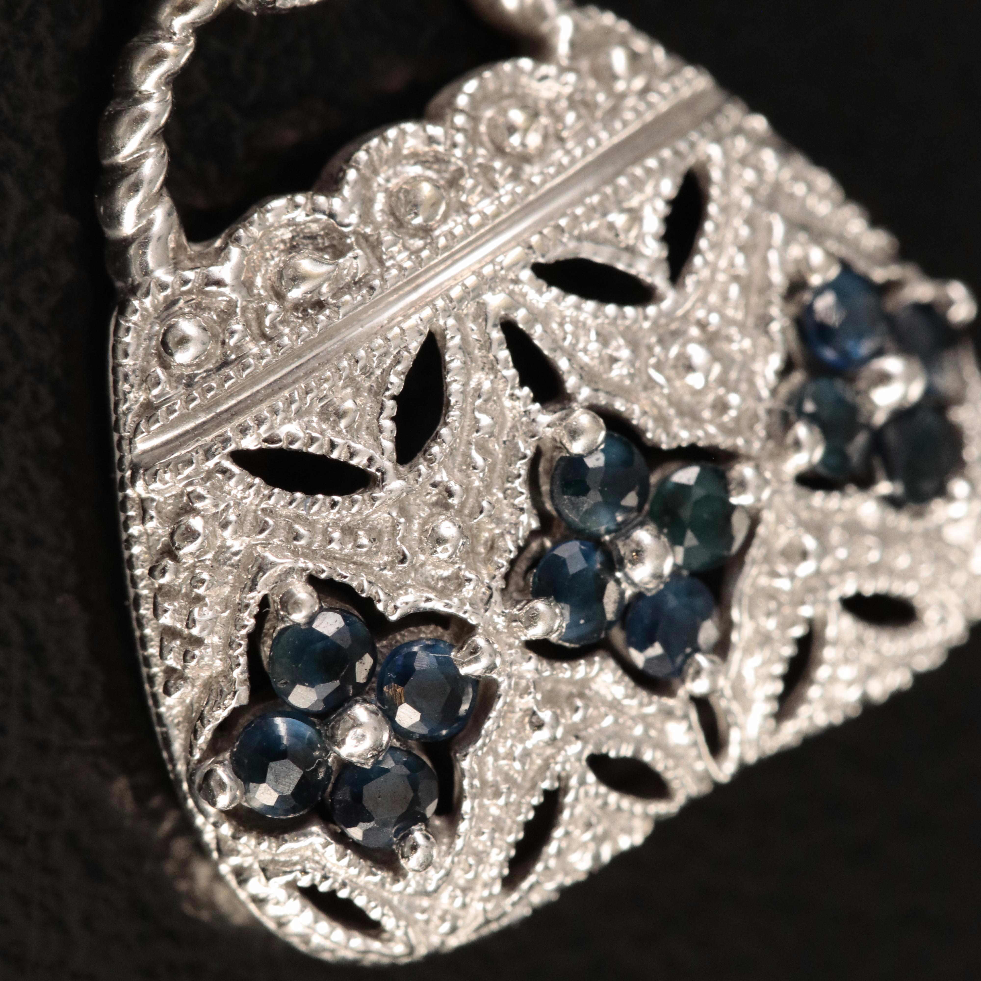 10K Sapphire and Diamond Purse Pendant Necklace