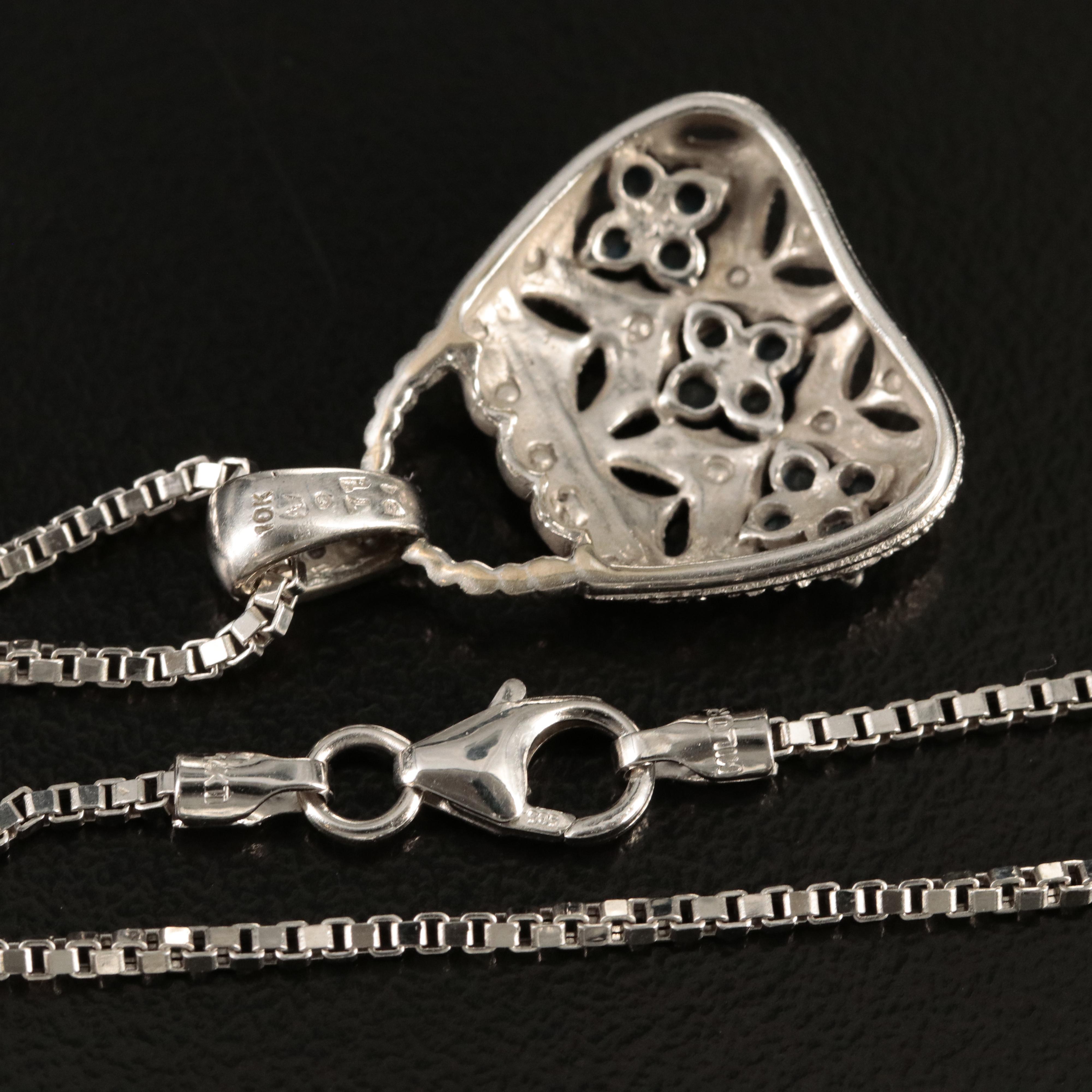 10K Sapphire and Diamond Purse Pendant Necklace