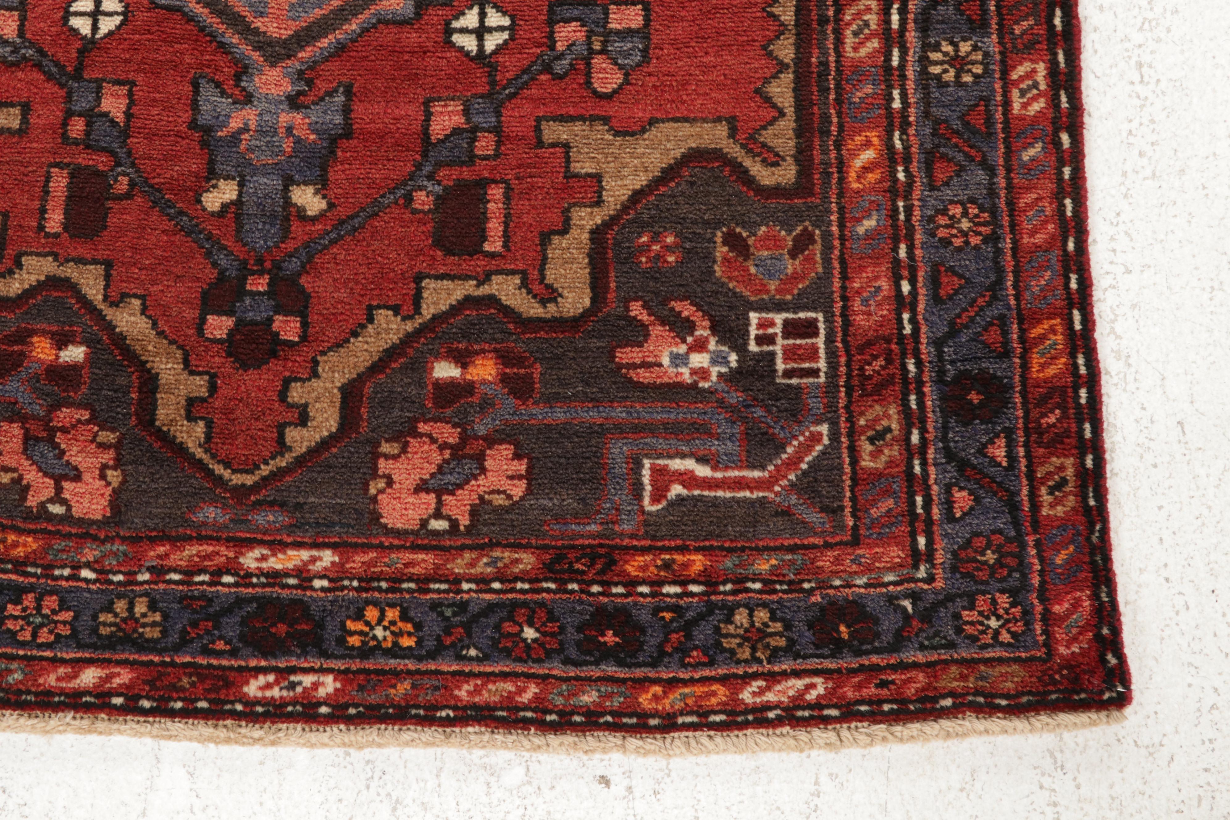 3'6 x 10' Hand-Knotted Persian Nahavand Long Rug, 1970s