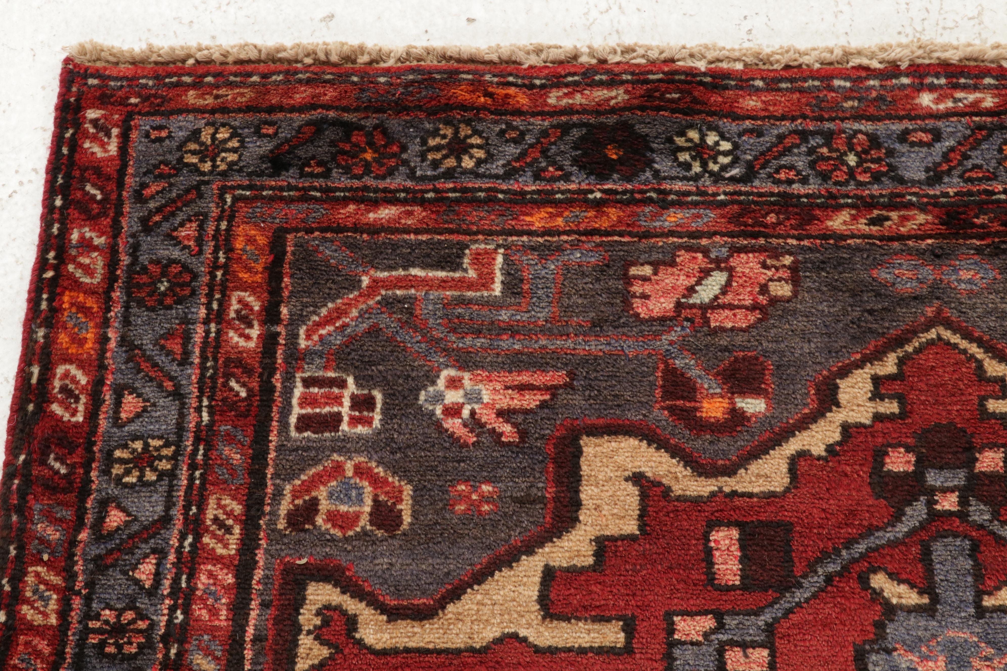 3'6 x 10' Hand-Knotted Persian Nahavand Long Rug, 1970s