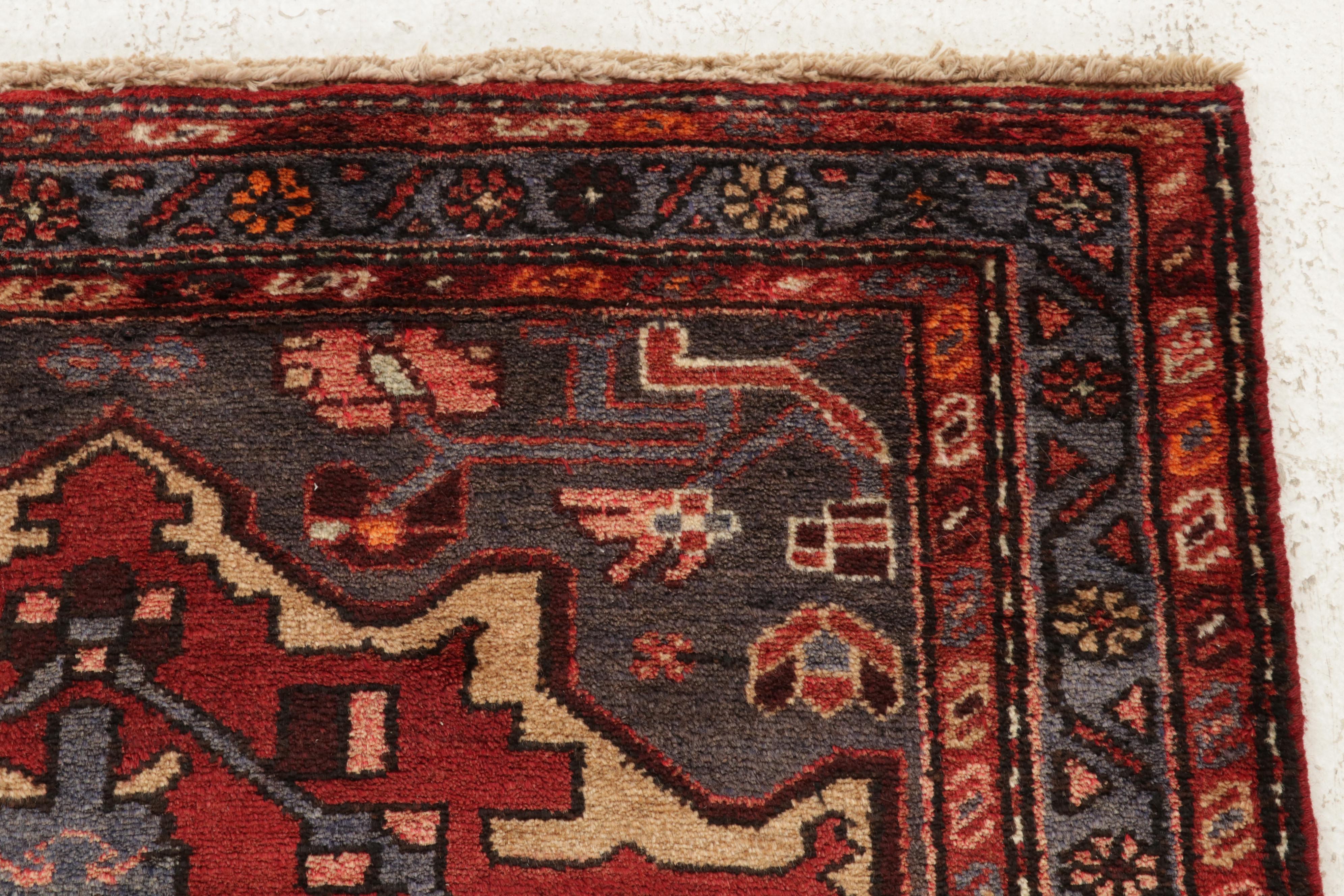 3'6 x 10' Hand-Knotted Persian Nahavand Long Rug, 1970s