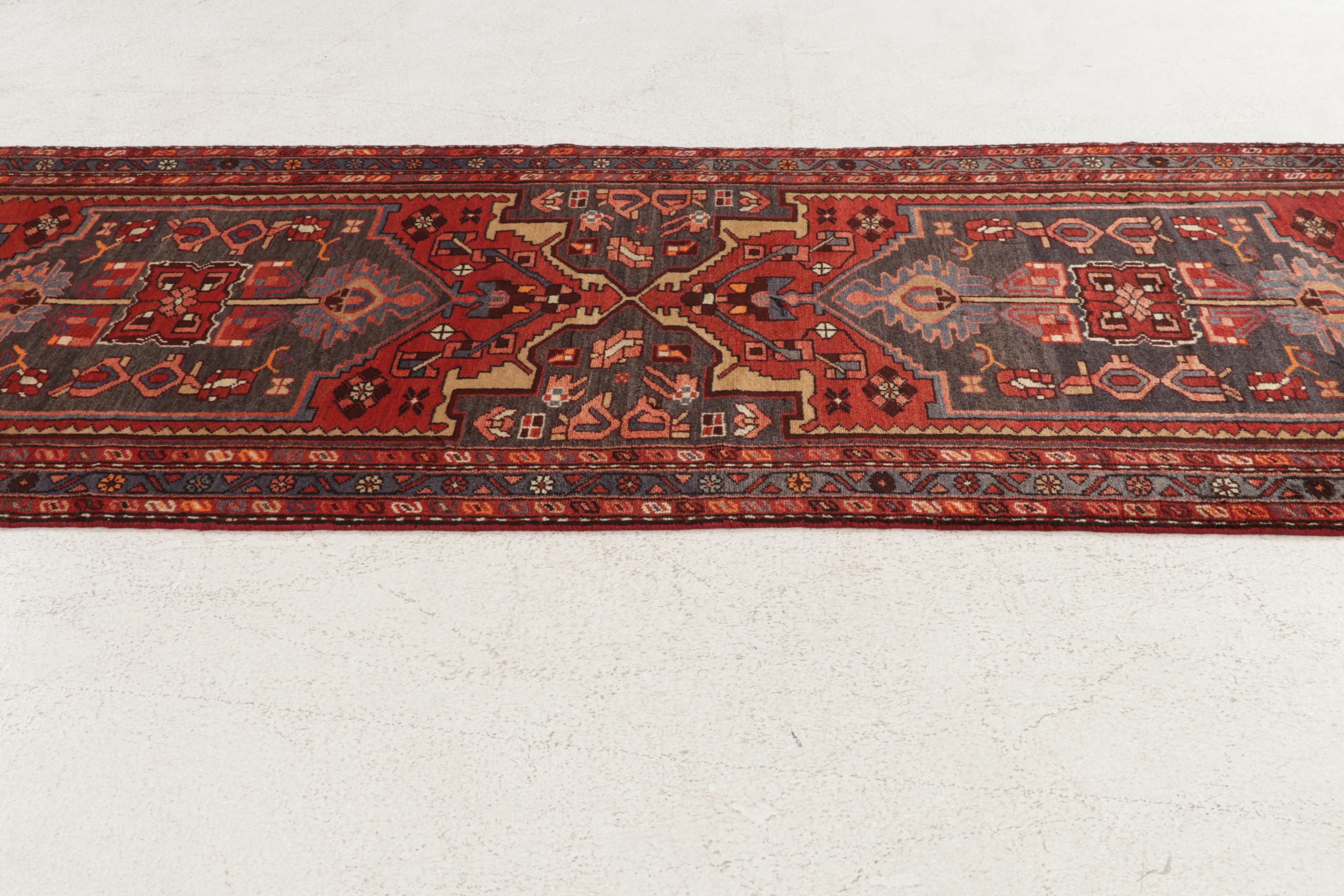 3'6 x 10' Hand-Knotted Persian Nahavand Long Rug, 1970s