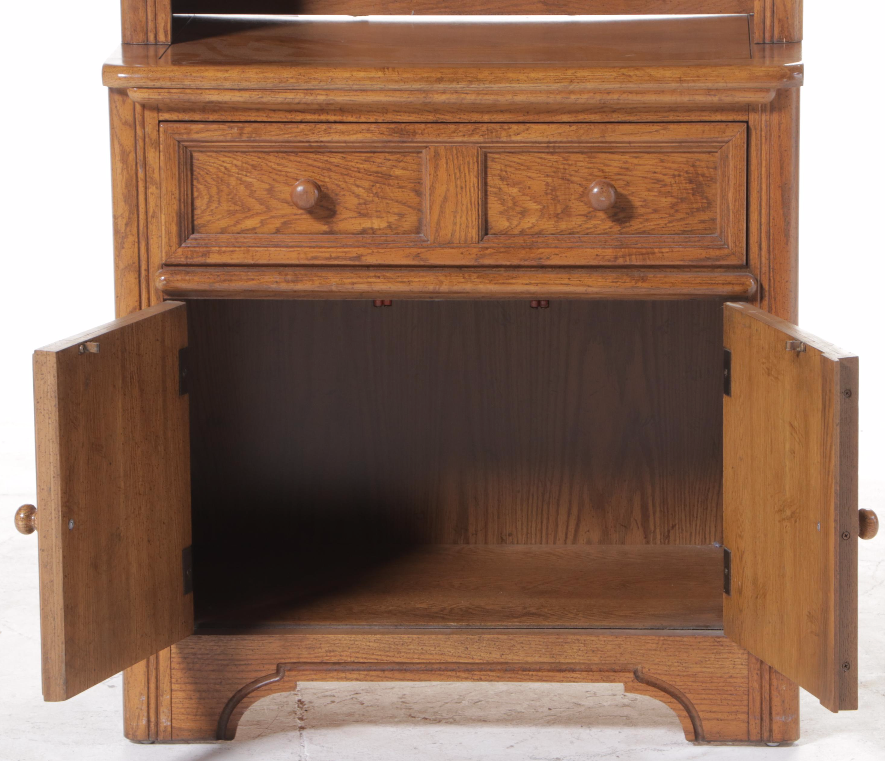 Dixie Furniture Oak Bookcase-on-Cabinet, Late 20th Century