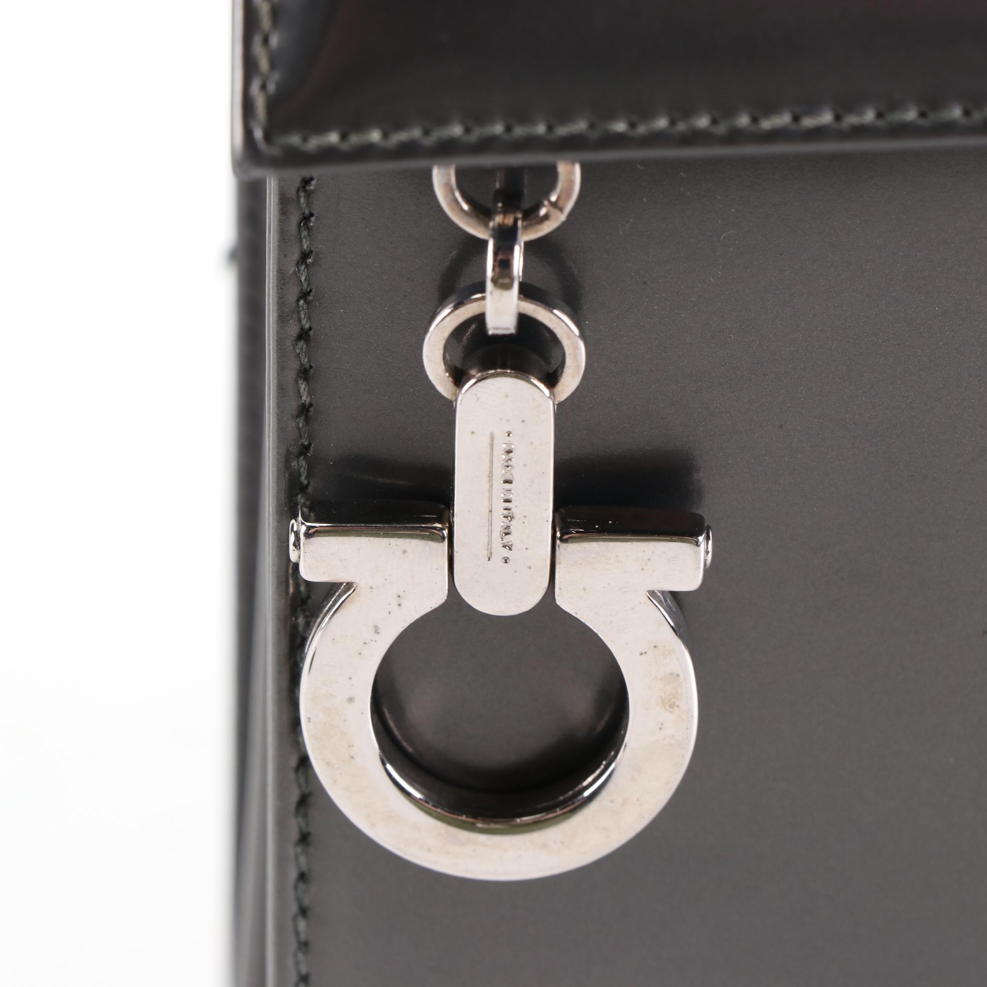 Salvatore Ferragamo Top Handle Bag in Metallic Patent Leather