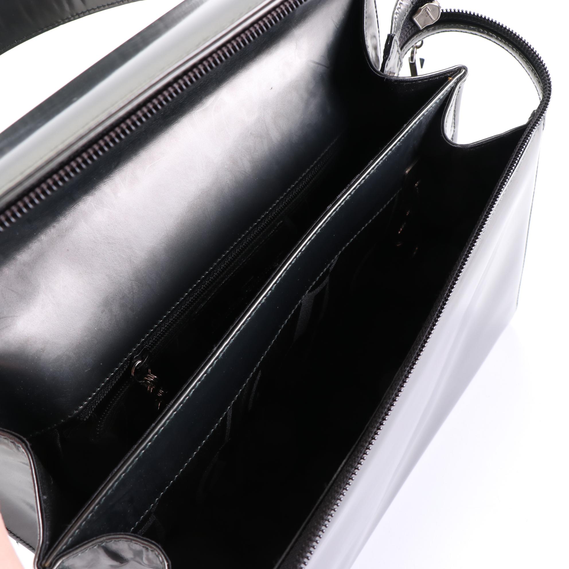 Salvatore Ferragamo Top Handle Bag in Metallic Patent Leather