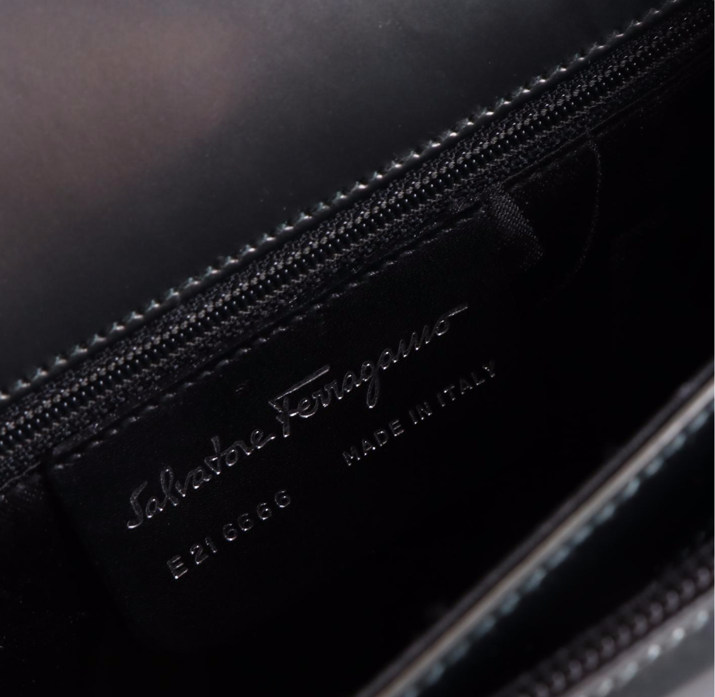 Salvatore Ferragamo Top Handle Bag in Metallic Patent Leather