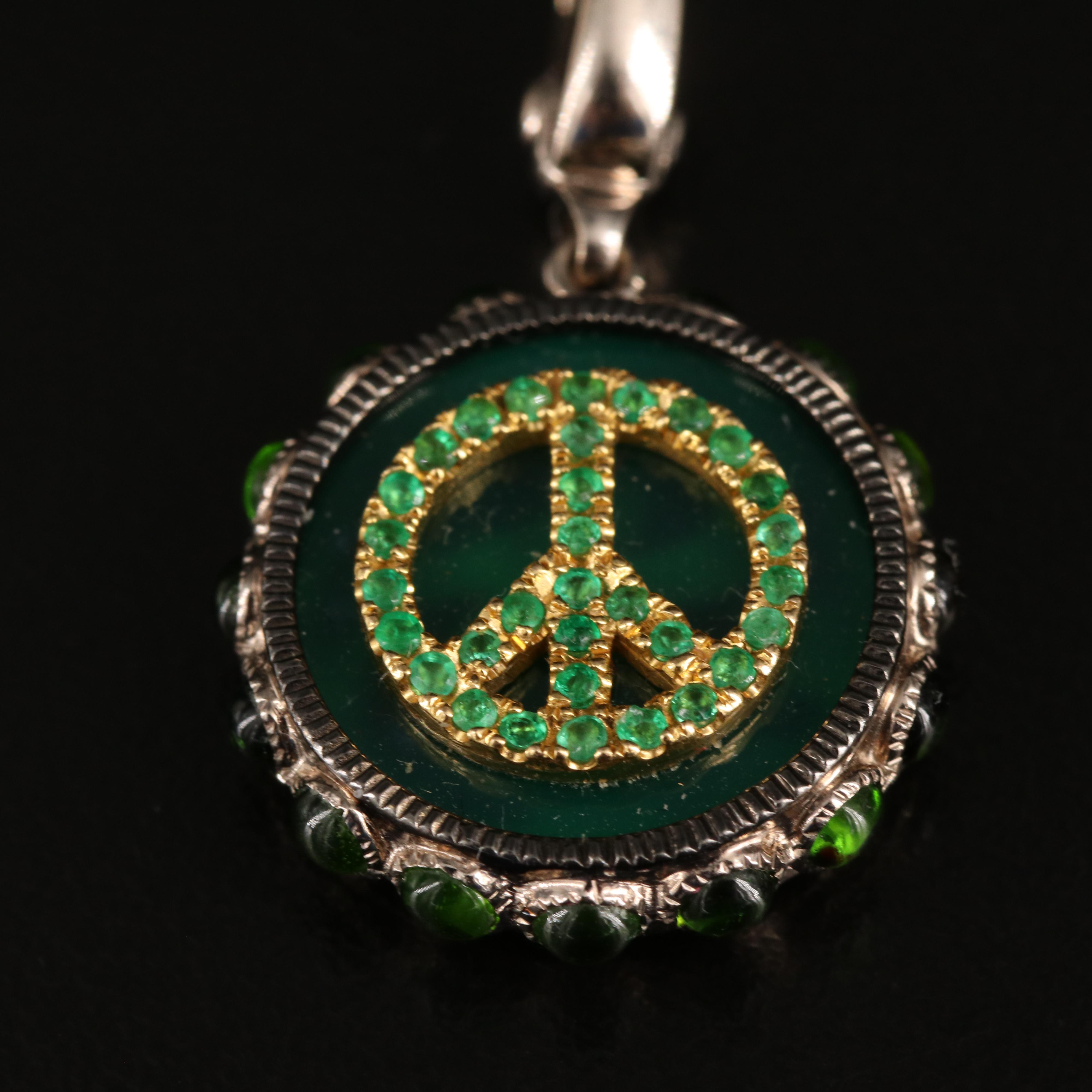 Sally Sohn 18K Gemstone Peace Sign and Wicked Lips Enhancer Pendants