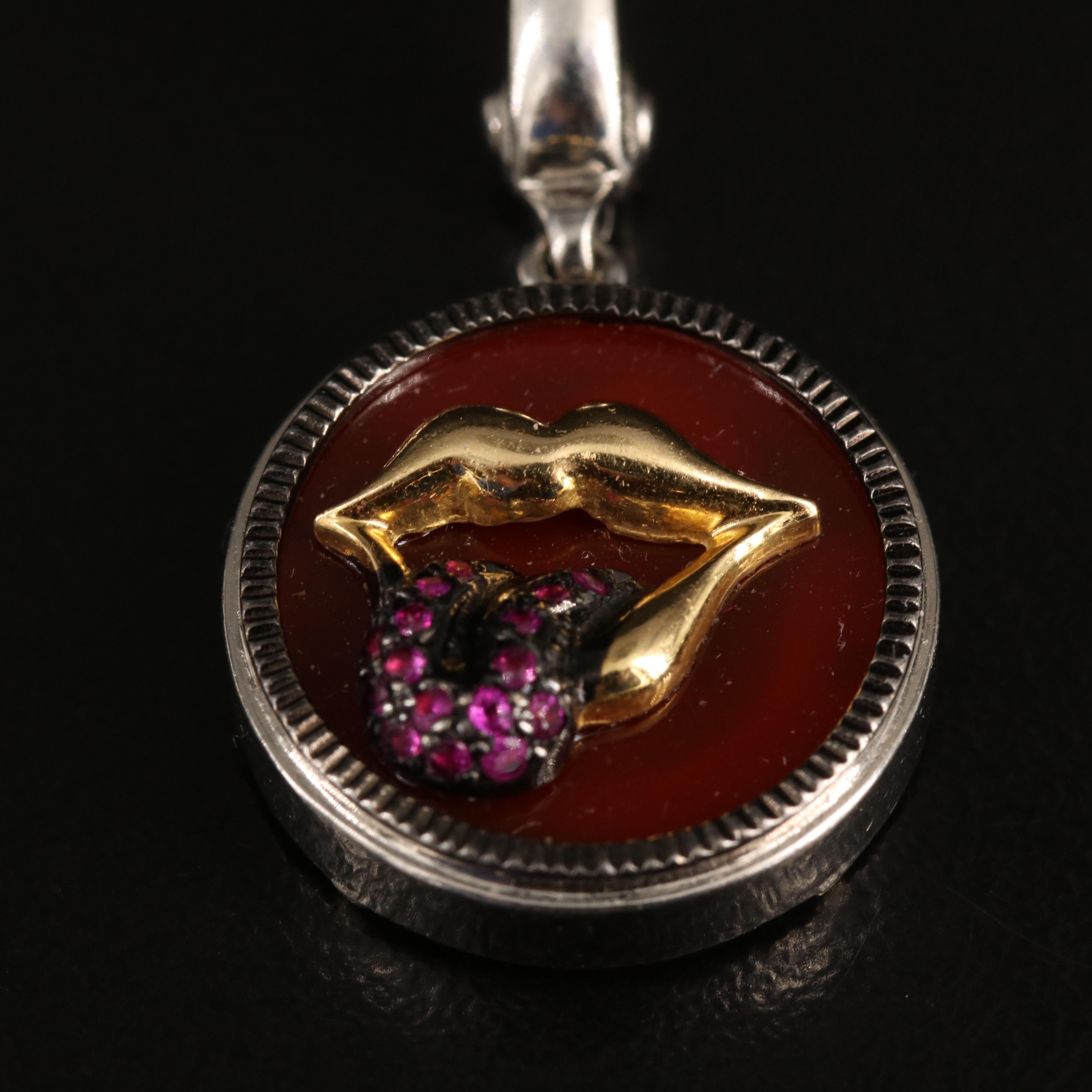 Sally Sohn 18K Gemstone Peace Sign and Wicked Lips Enhancer Pendants