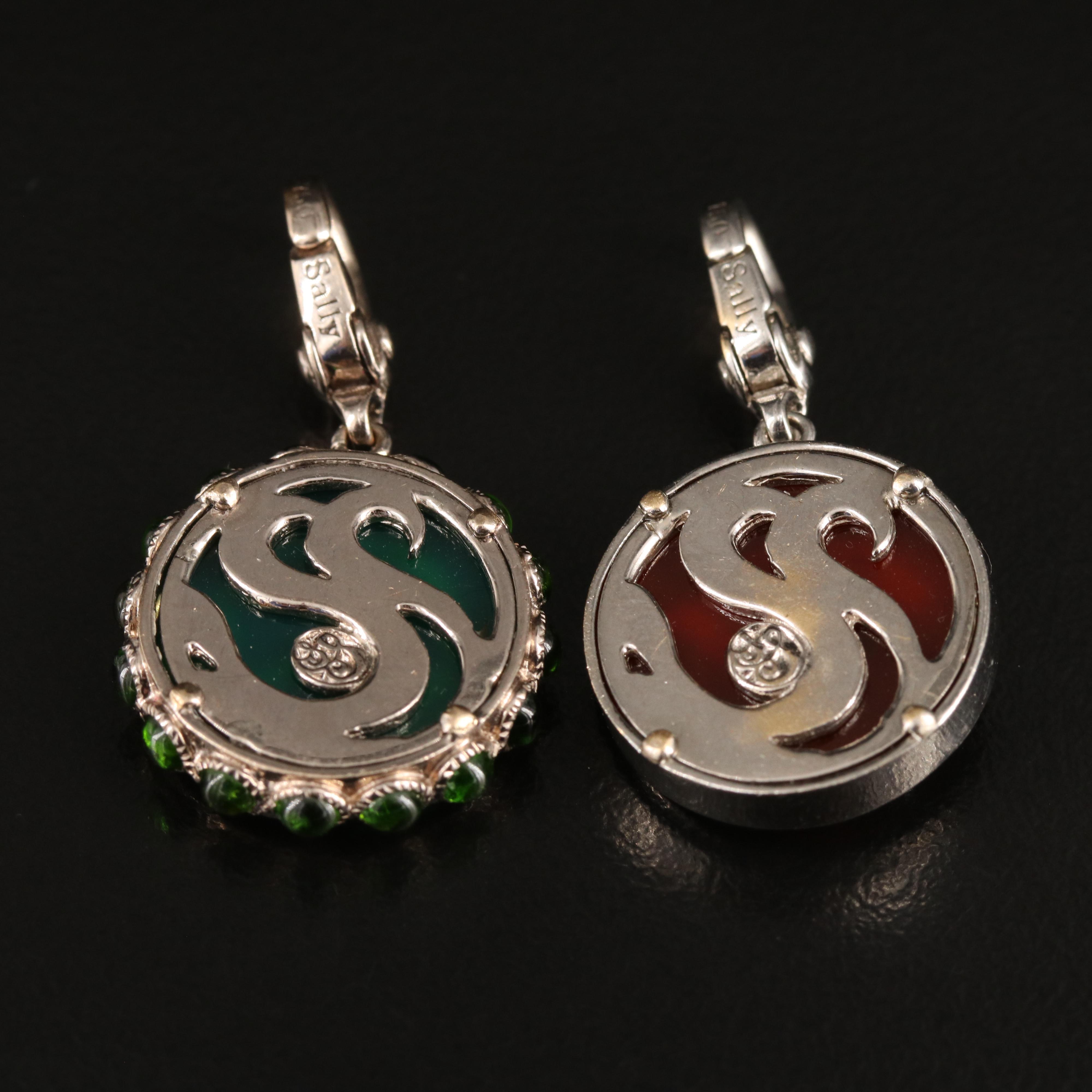 Sally Sohn 18K Gemstone Peace Sign and Wicked Lips Enhancer Pendants