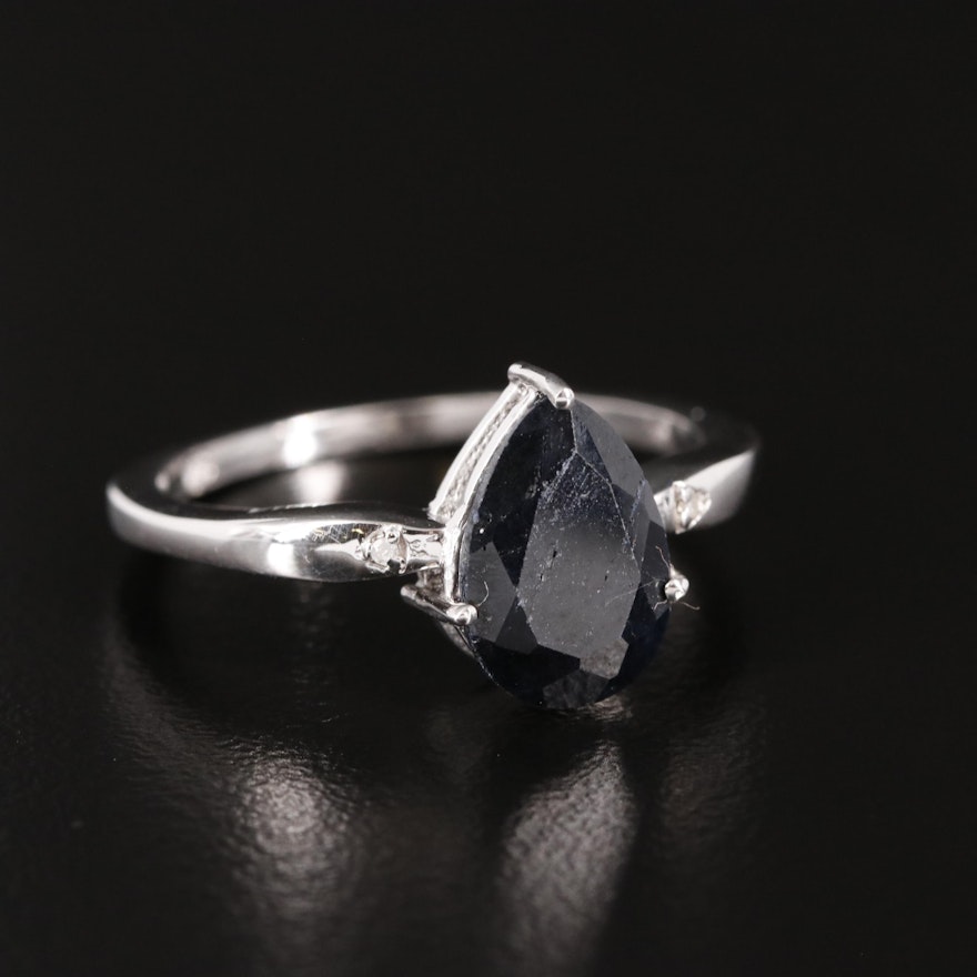 Sterling Sapphire and Diamond Ring