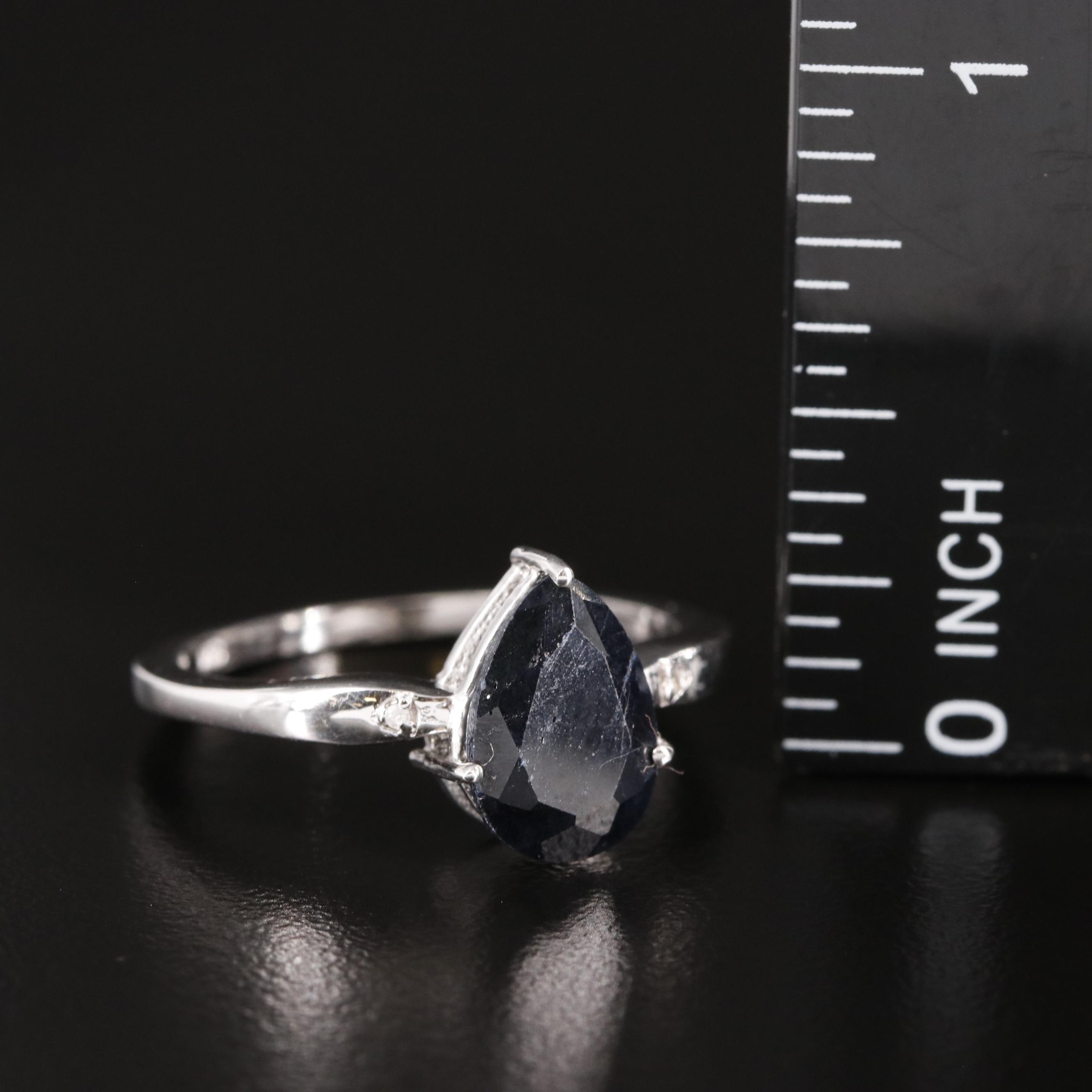 Sterling Sapphire and Diamond Ring