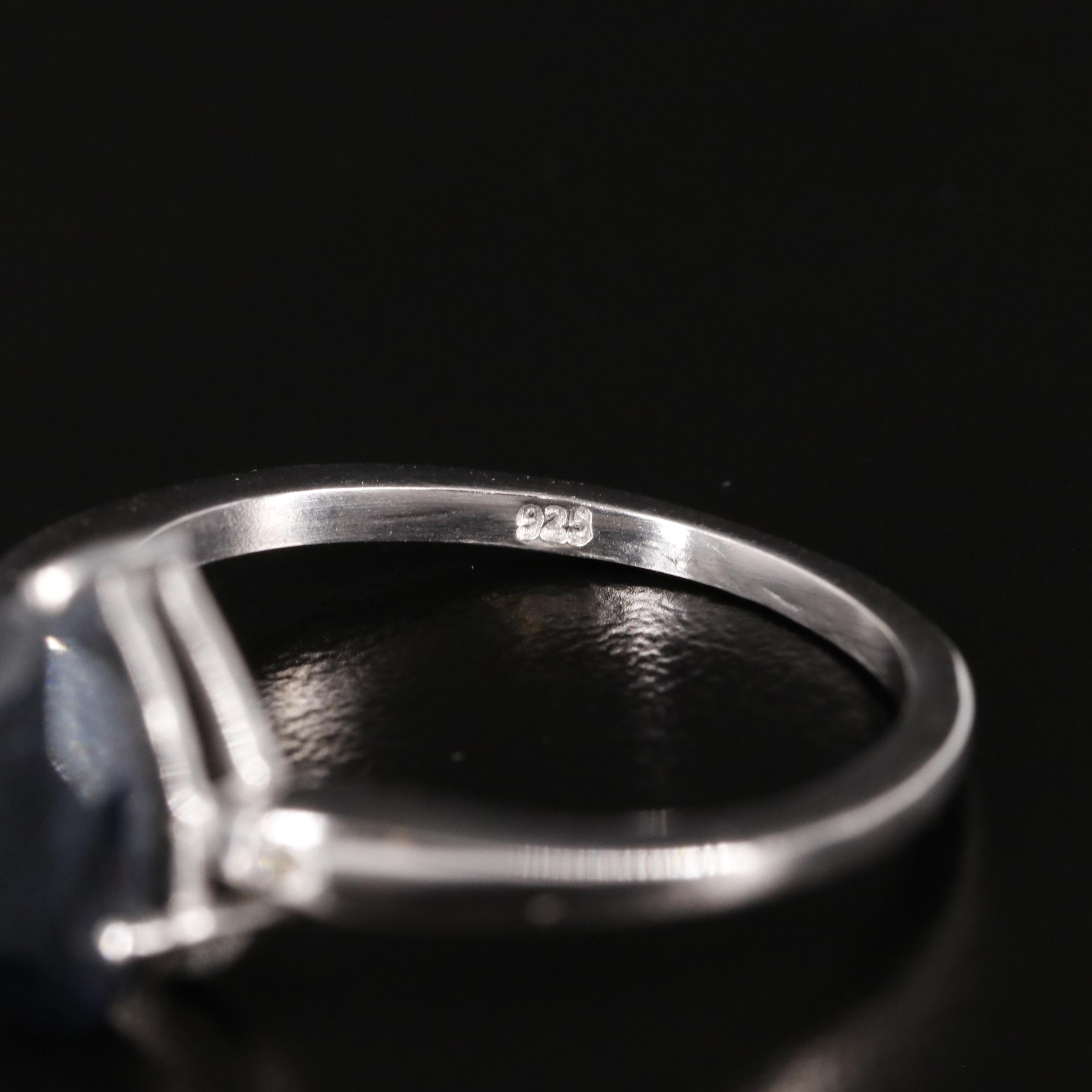 Sterling Sapphire and Diamond Ring