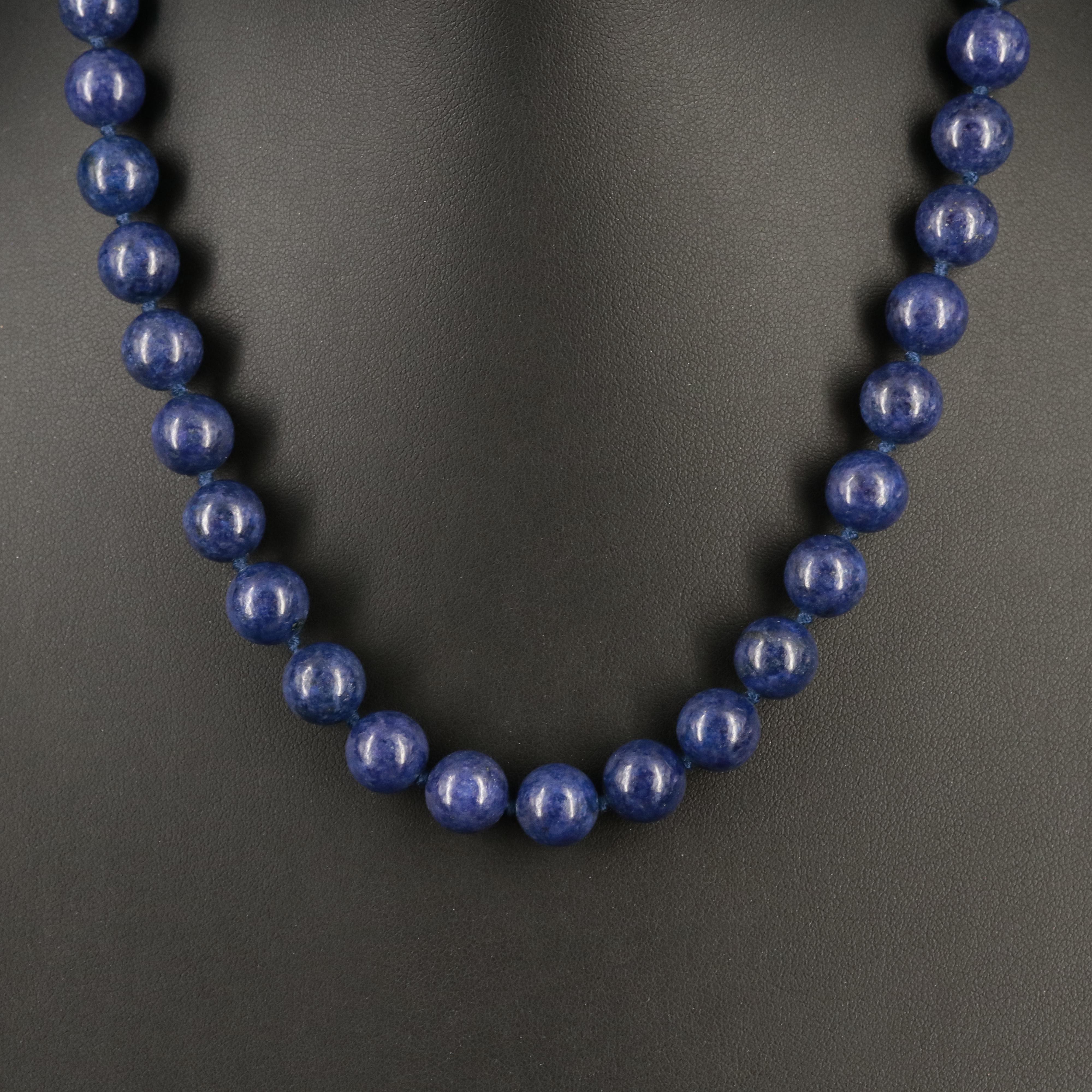 Lapis Lazuli Bead Necklace with 14K Clasp