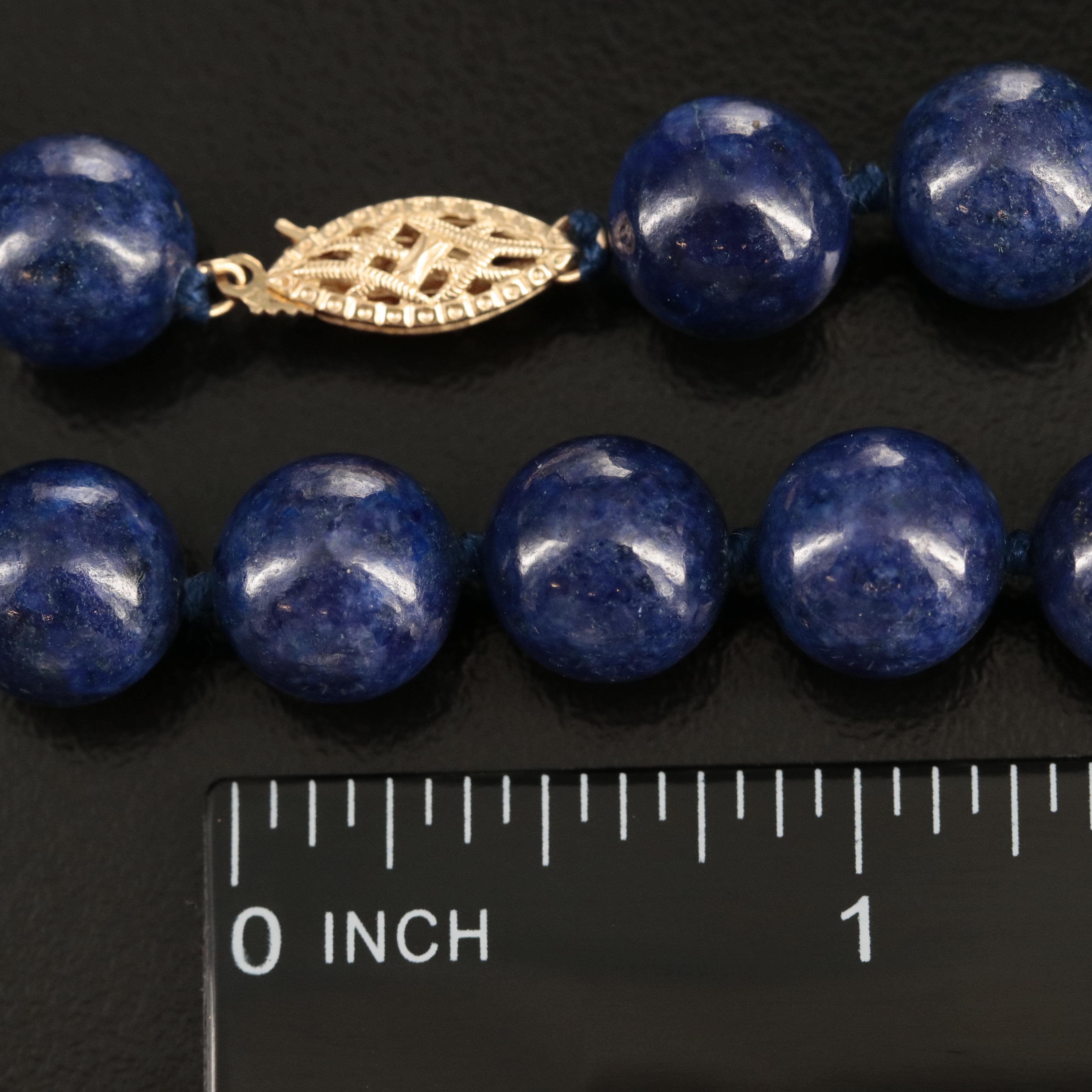 Lapis Lazuli Bead Necklace with 14K Clasp