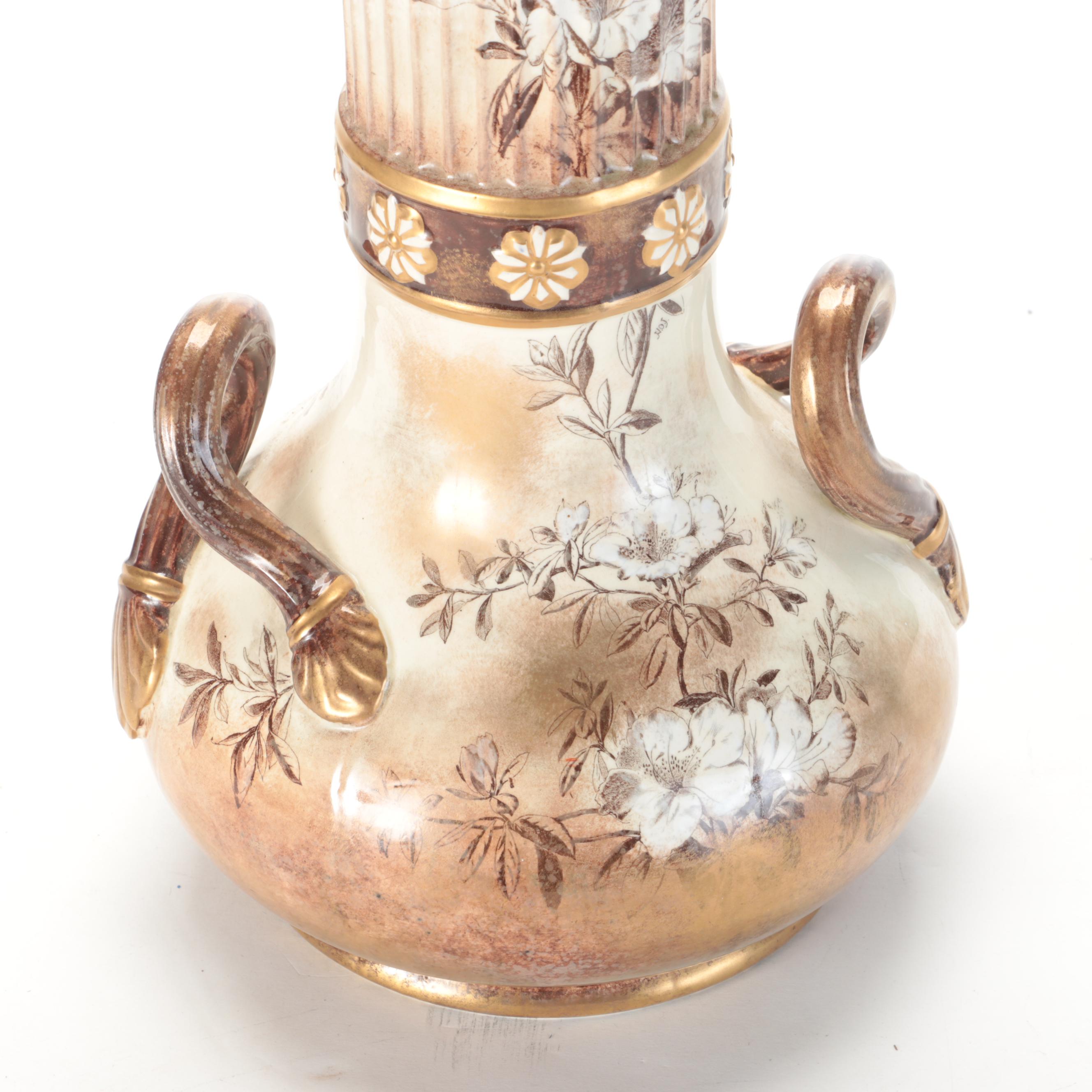 Crescent Faience Ceramic Floor Vase