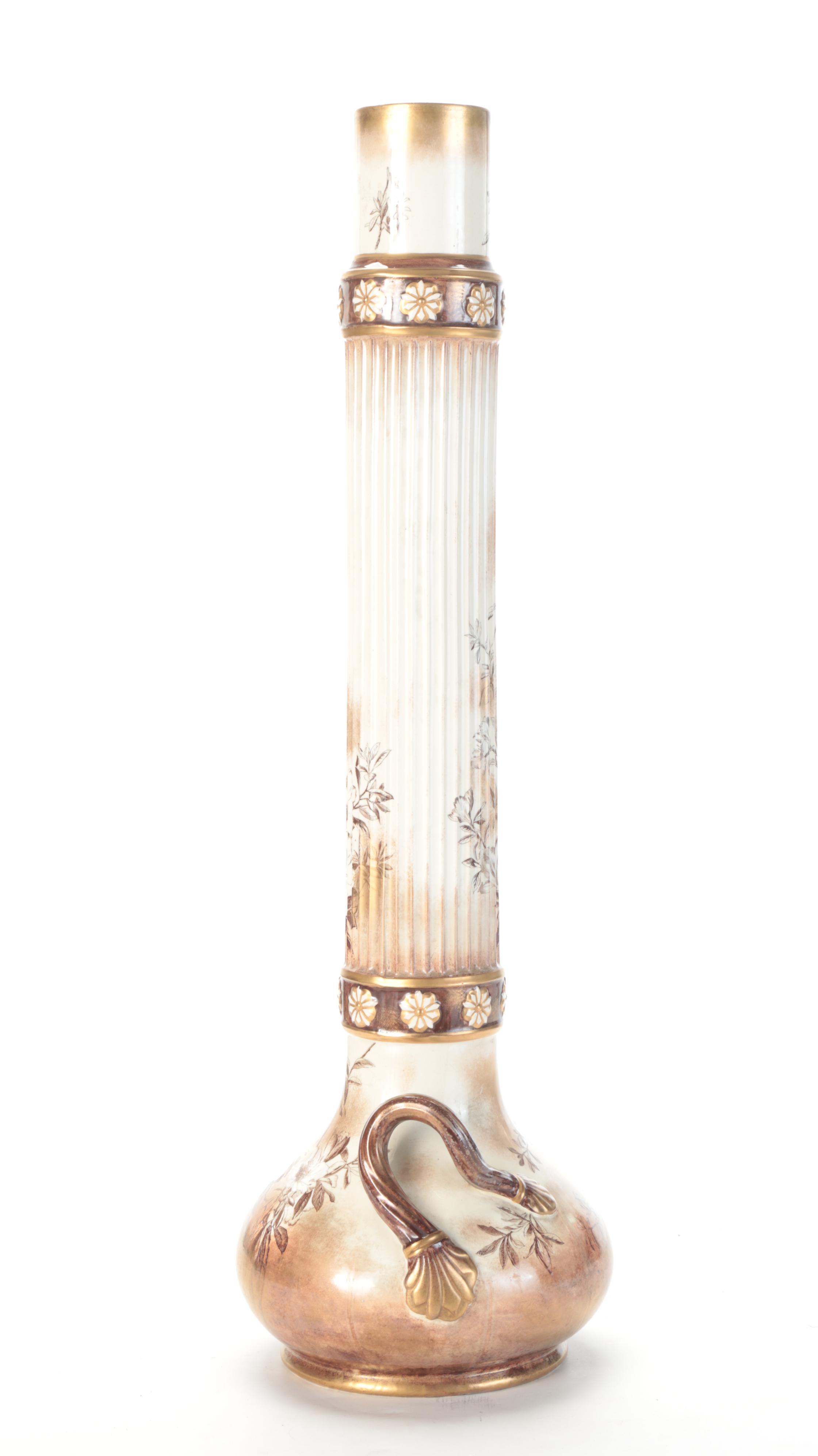 Crescent Faience Ceramic Floor Vase