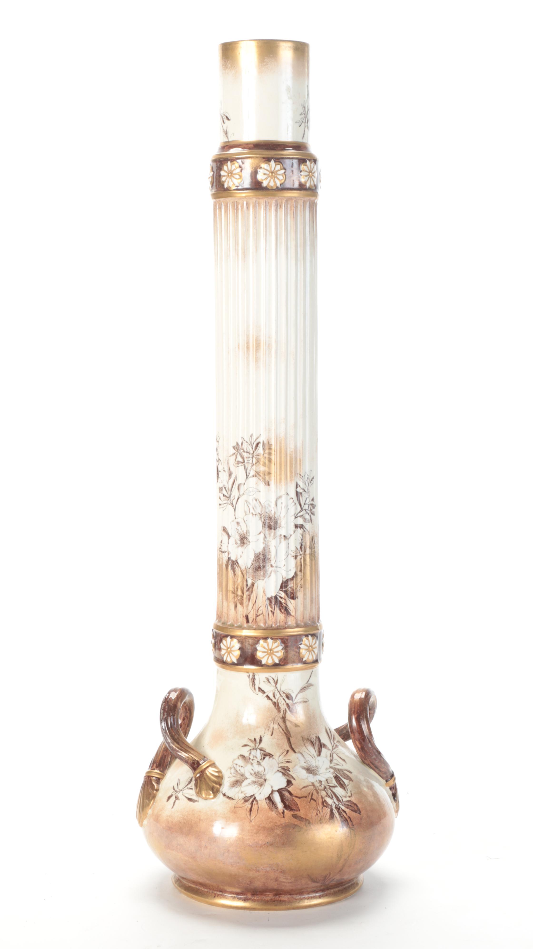 Crescent Faience Ceramic Floor Vase