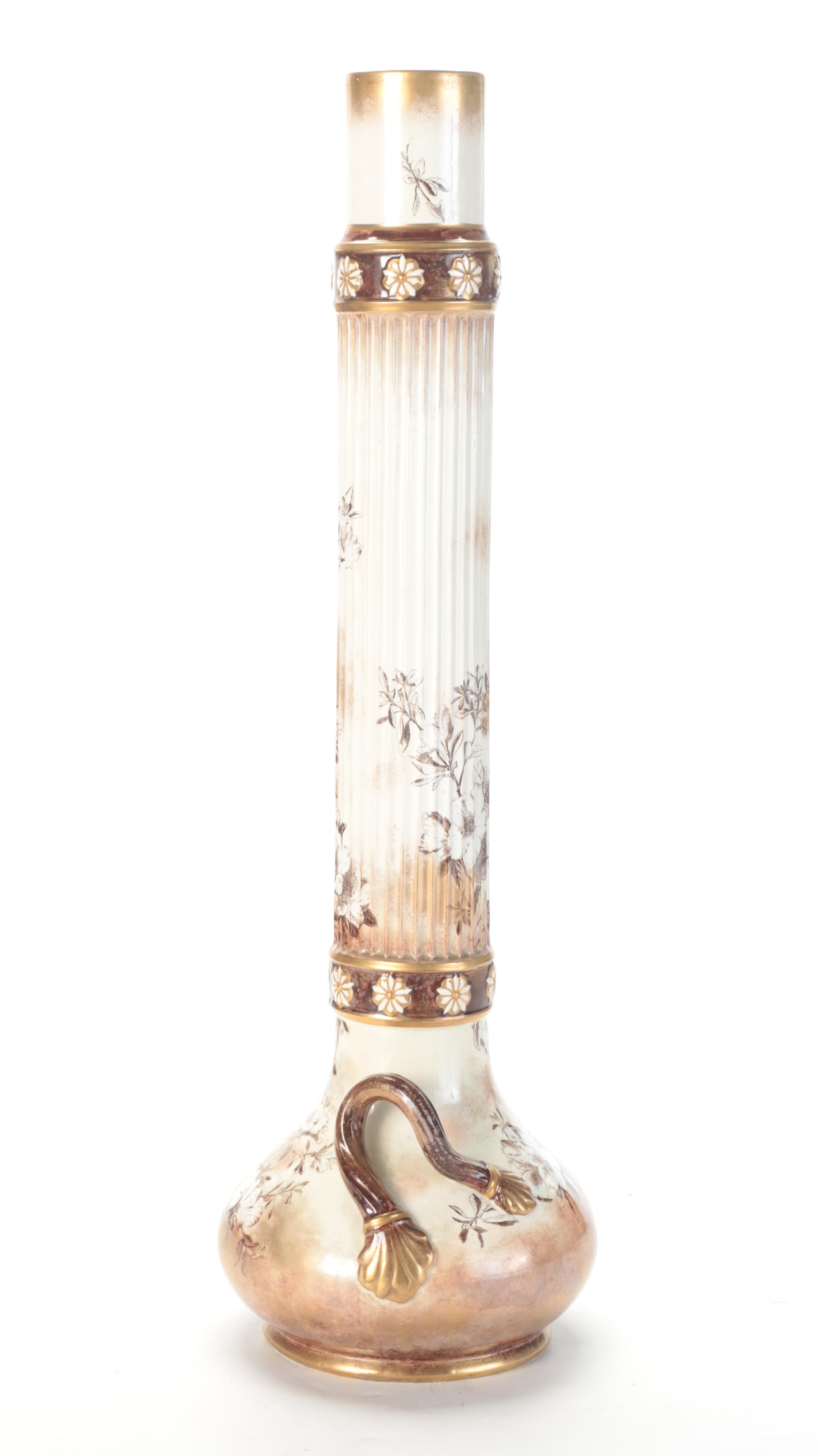 Crescent Faience Ceramic Floor Vase