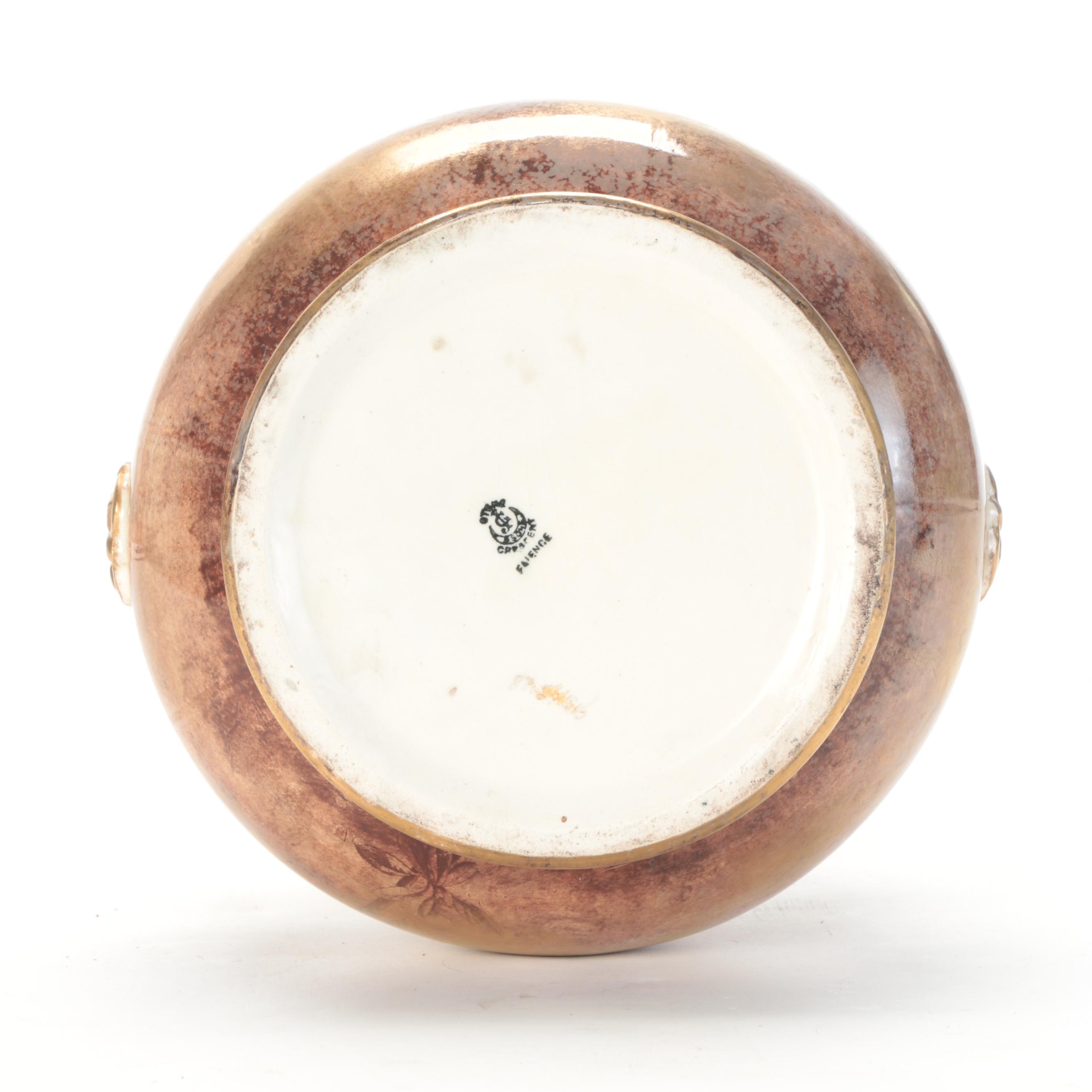 Crescent Faience Ceramic Floor Vase