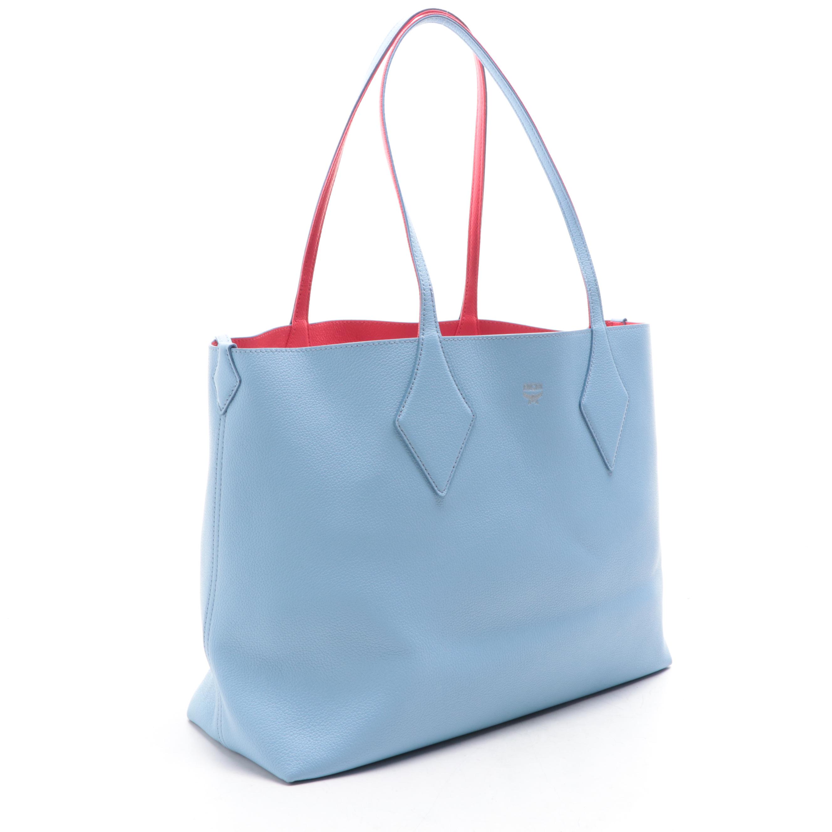 MCM Yris Medium Shopper Tote in Bicolor Leather with Pouch
