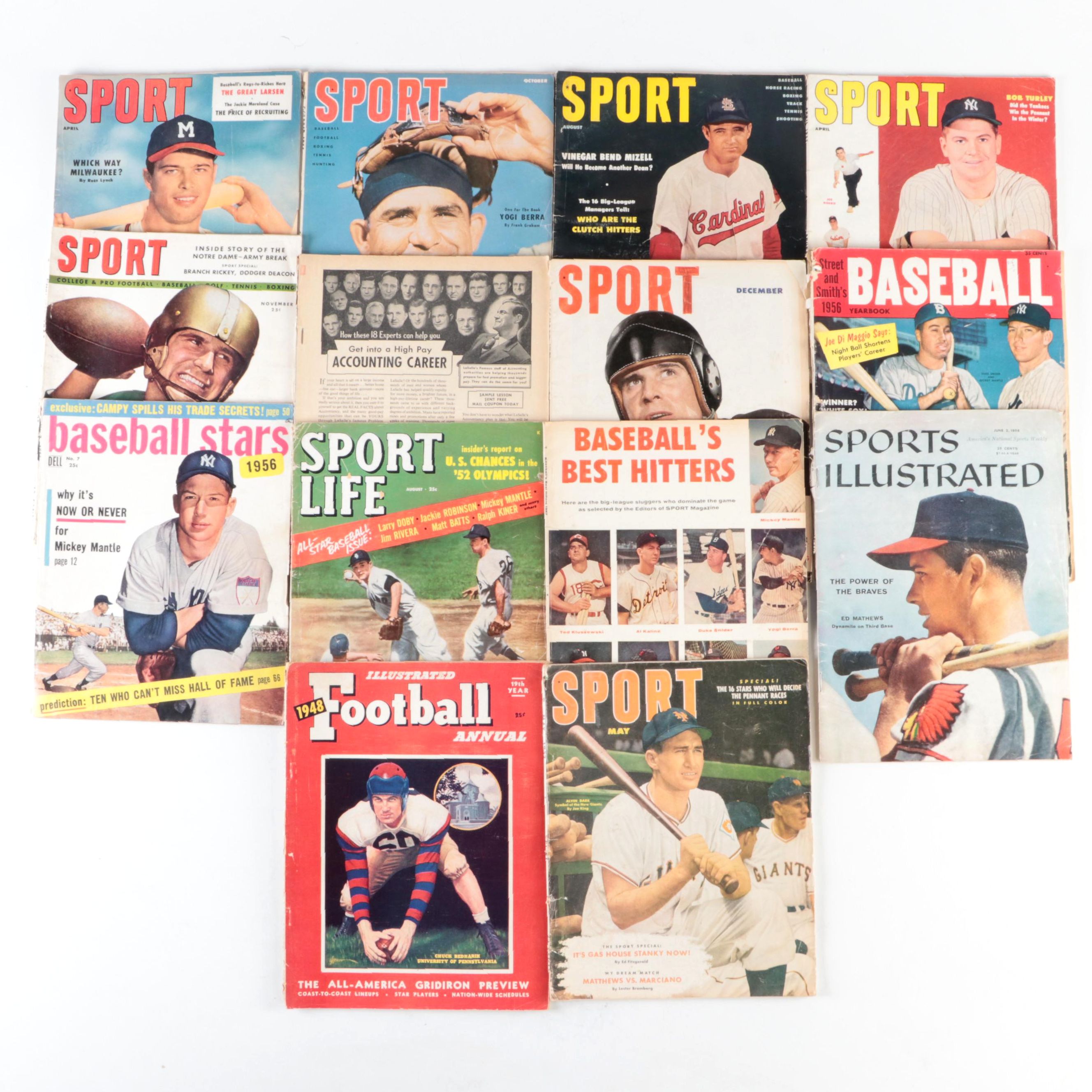 "Sport," "Sports Illustrated," and More Magazines Featuring Mantle, 1940s–1950s