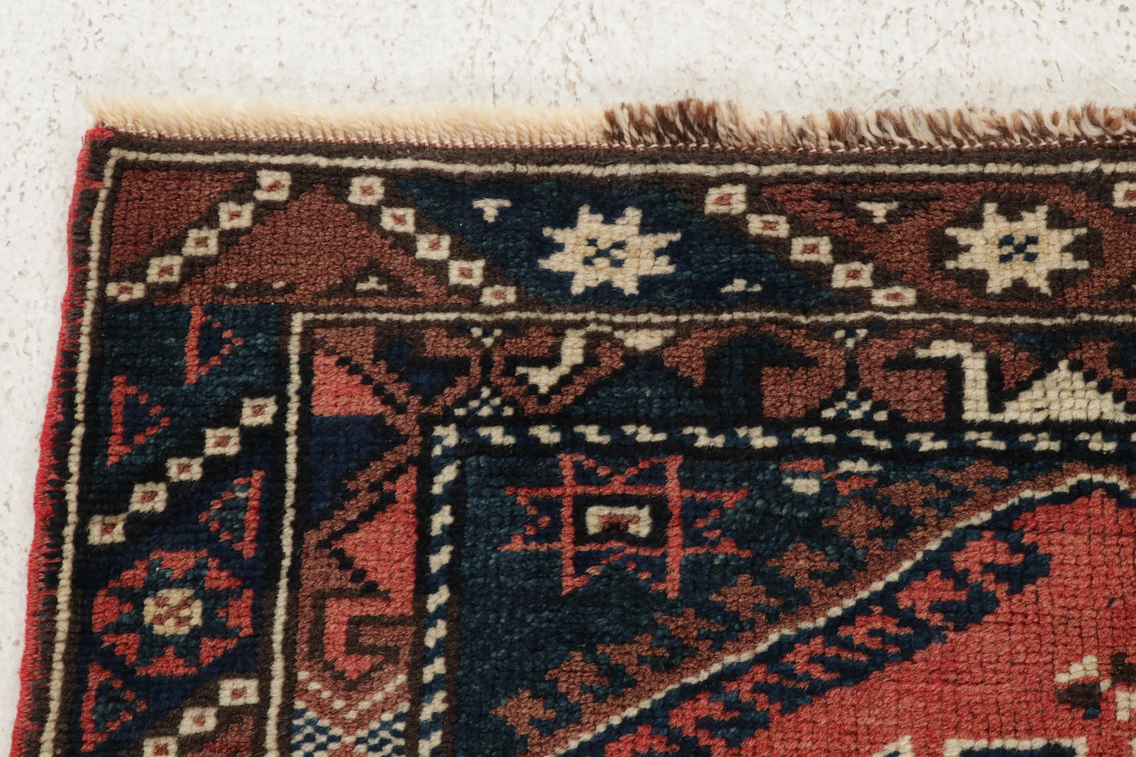 2'9 x 4'3 Hand-Knotted Turkish Kurdish Village Accent Rug, 1990s