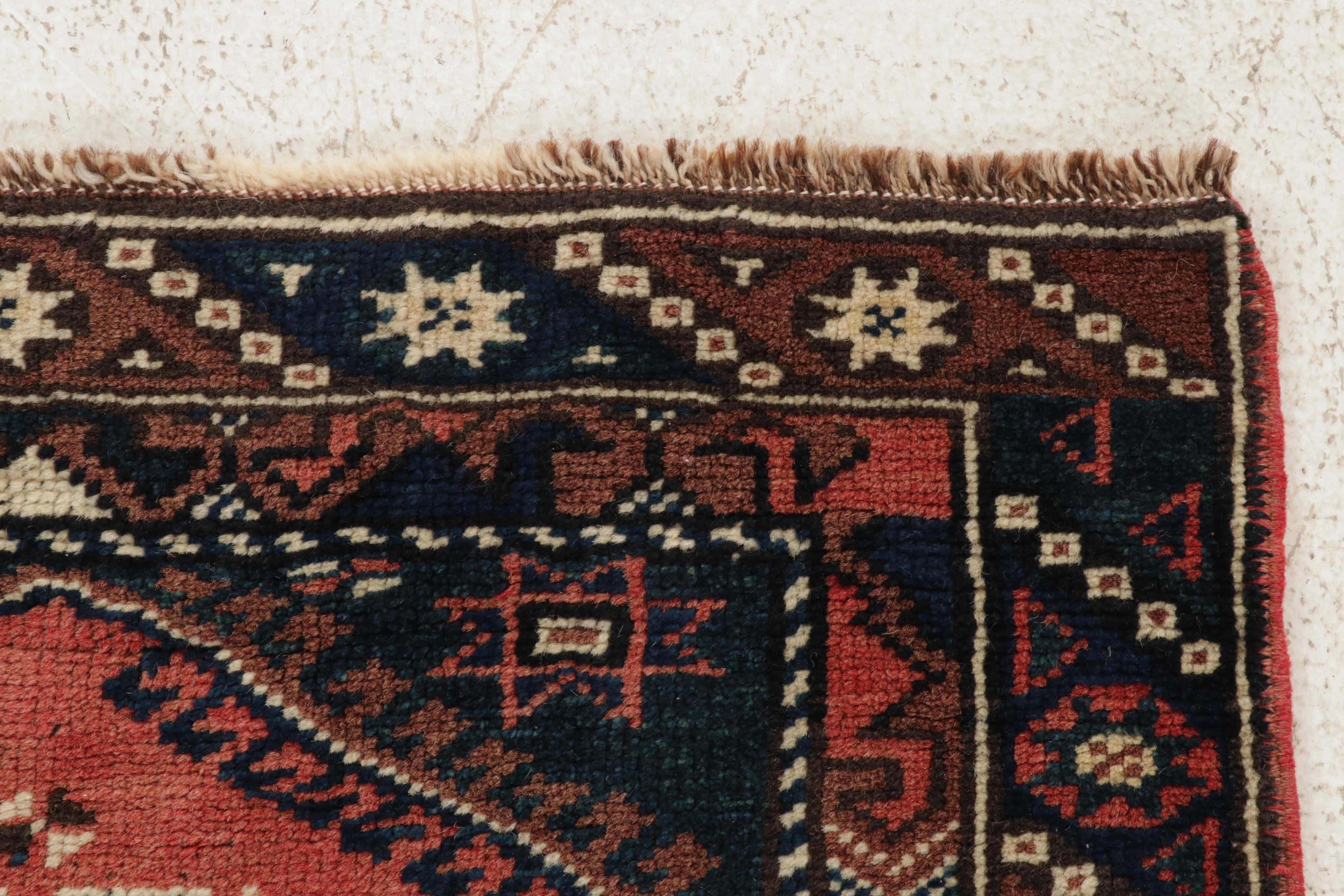 2'9 x 4'3 Hand-Knotted Turkish Kurdish Village Accent Rug, 1990s