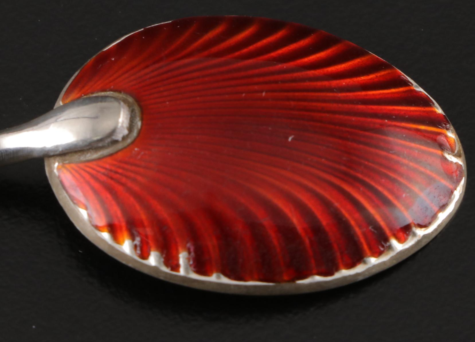 Henry Clifford Davis Sterling Silver and Guilloché Enamel Demitasse Spoons