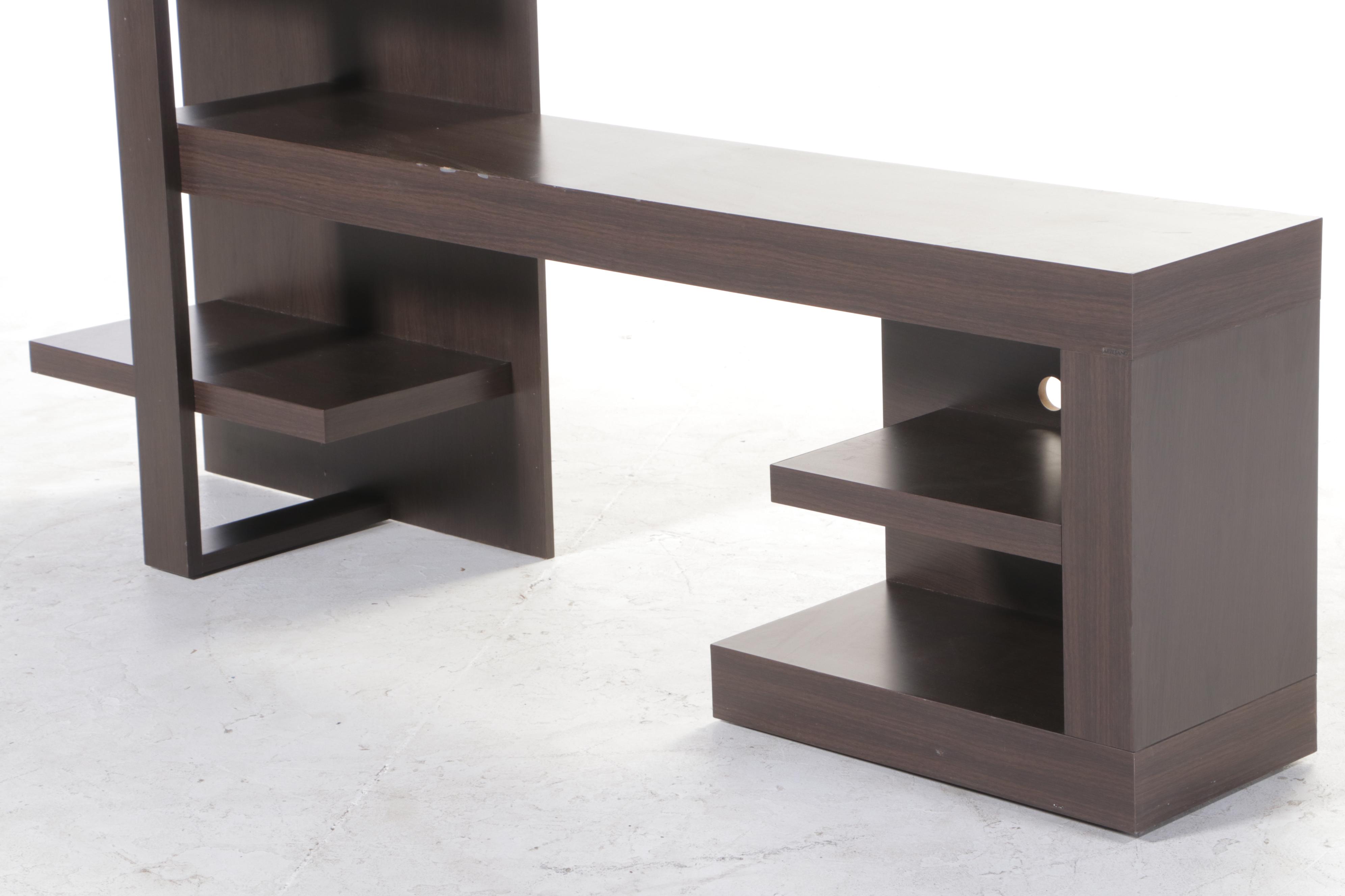Modernist Style Walnut-Grained Laminate Media Console