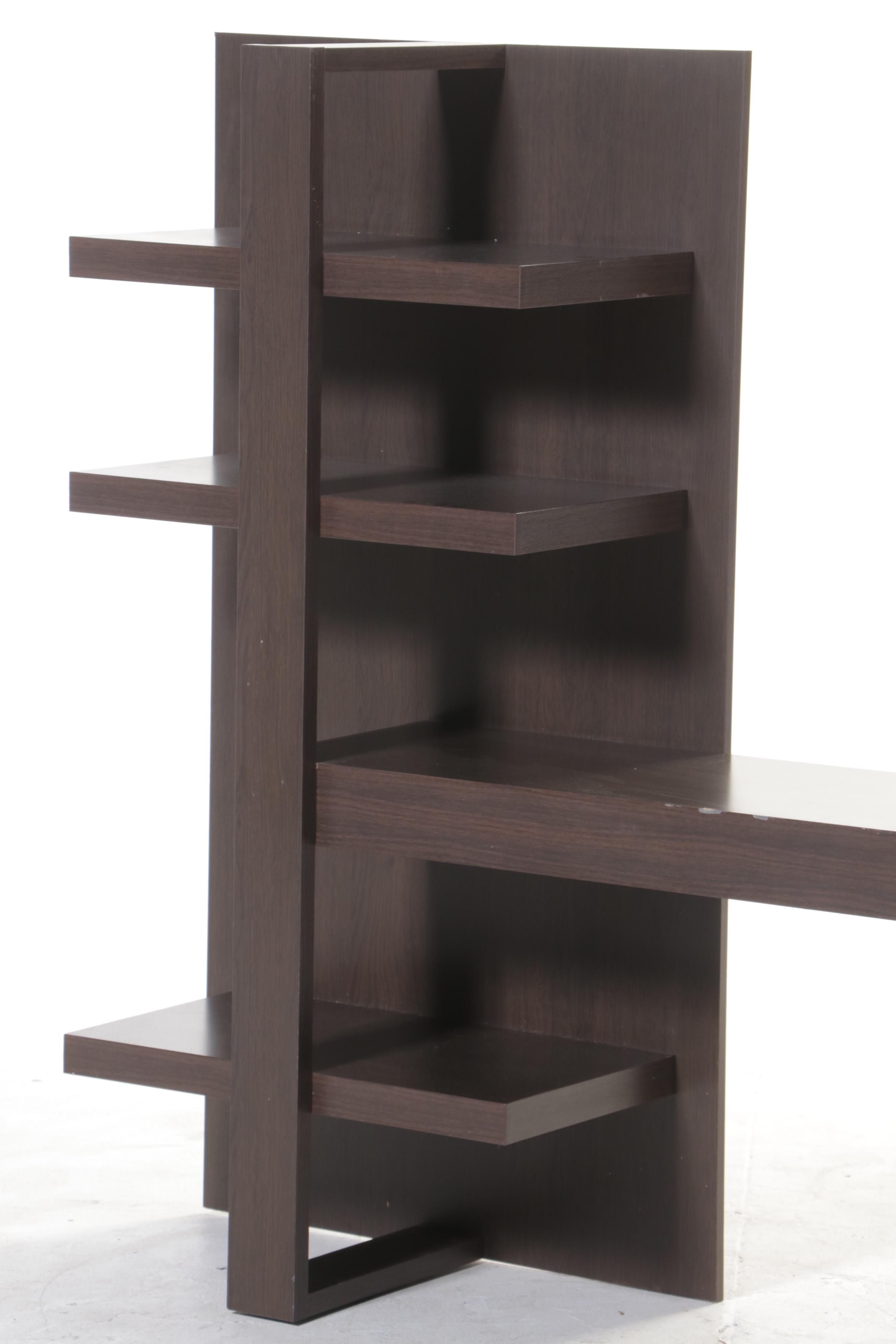 Modernist Style Walnut-Grained Laminate Media Console