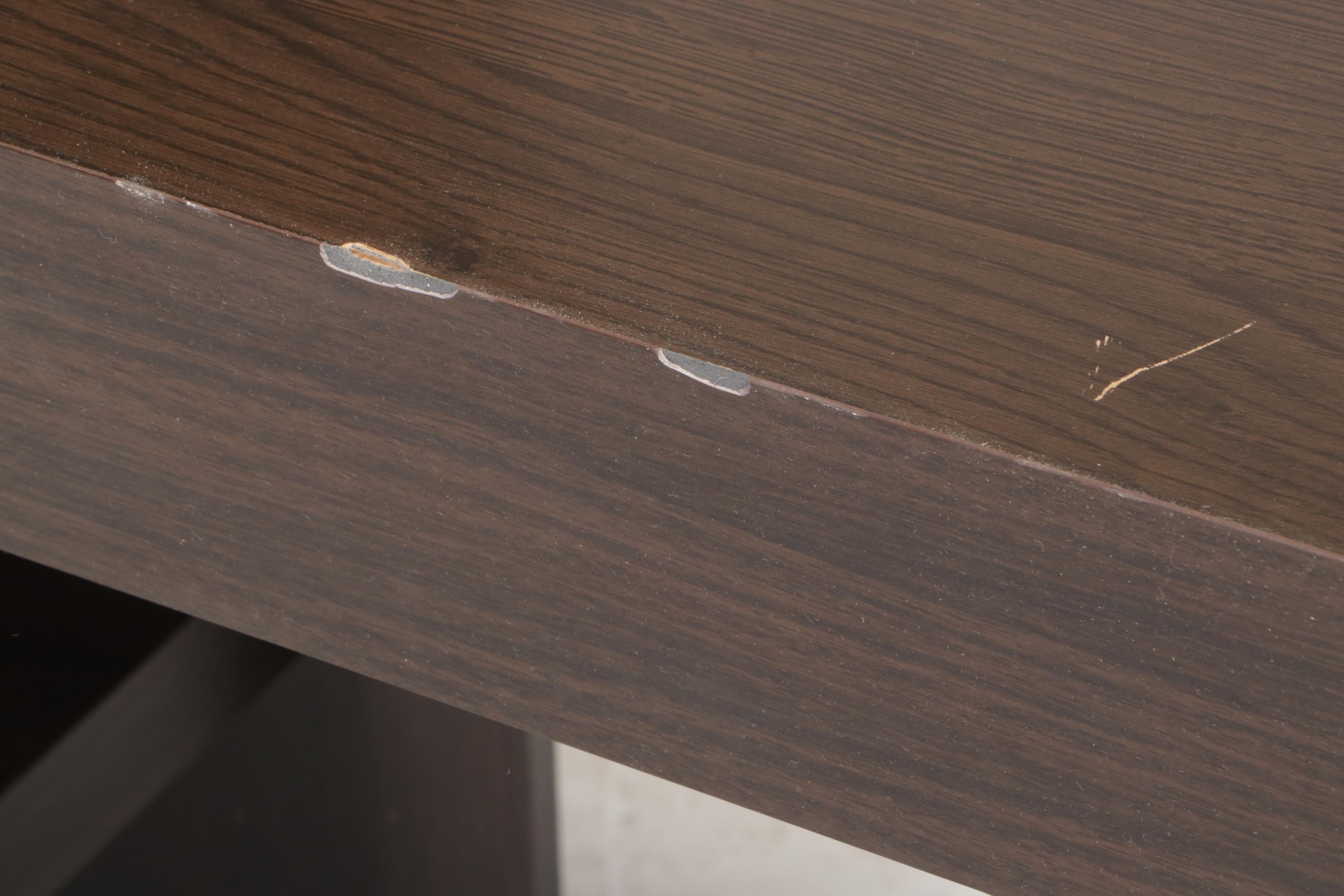 Modernist Style Walnut-Grained Laminate Media Console