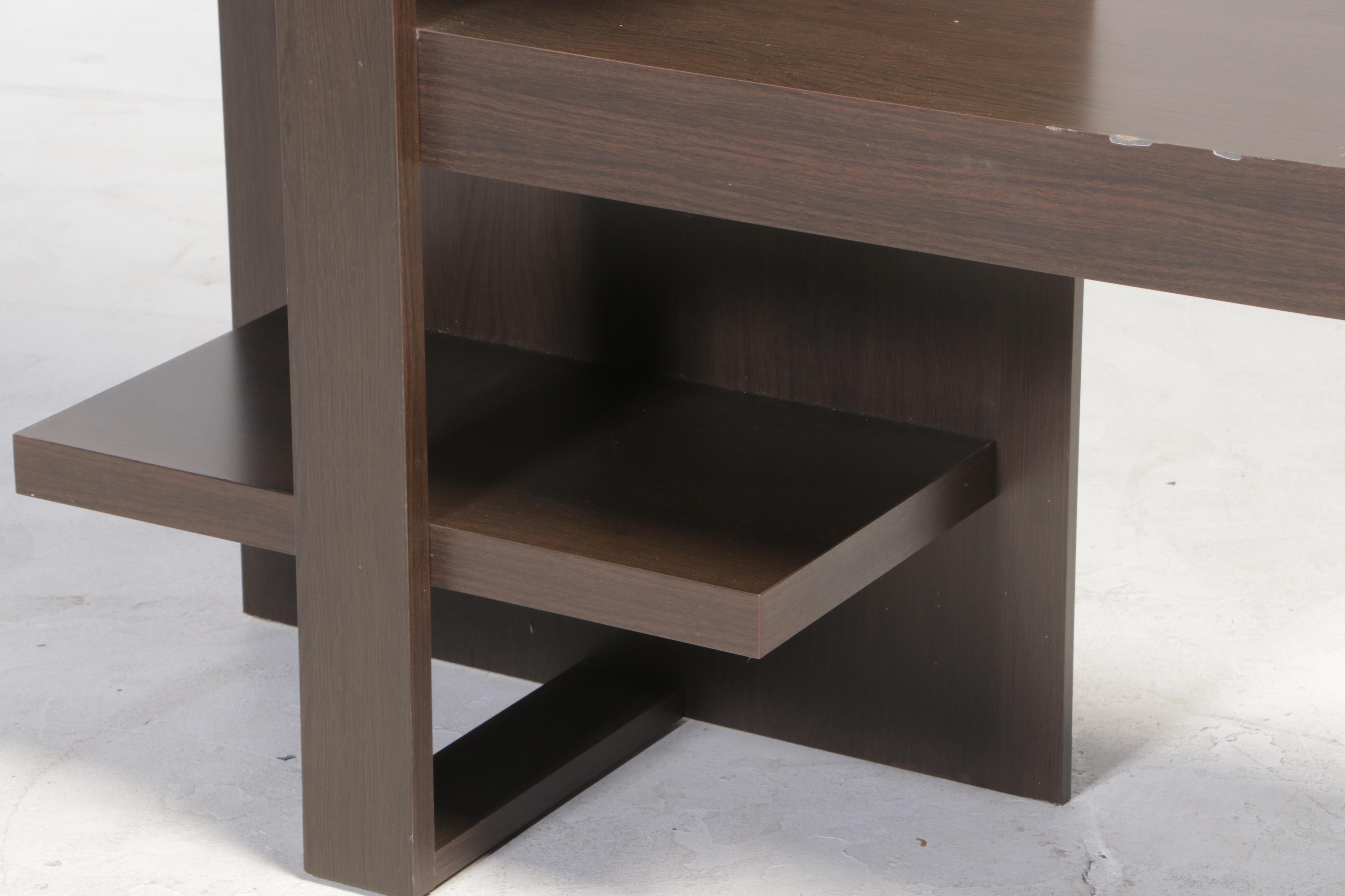 Modernist Style Walnut-Grained Laminate Media Console