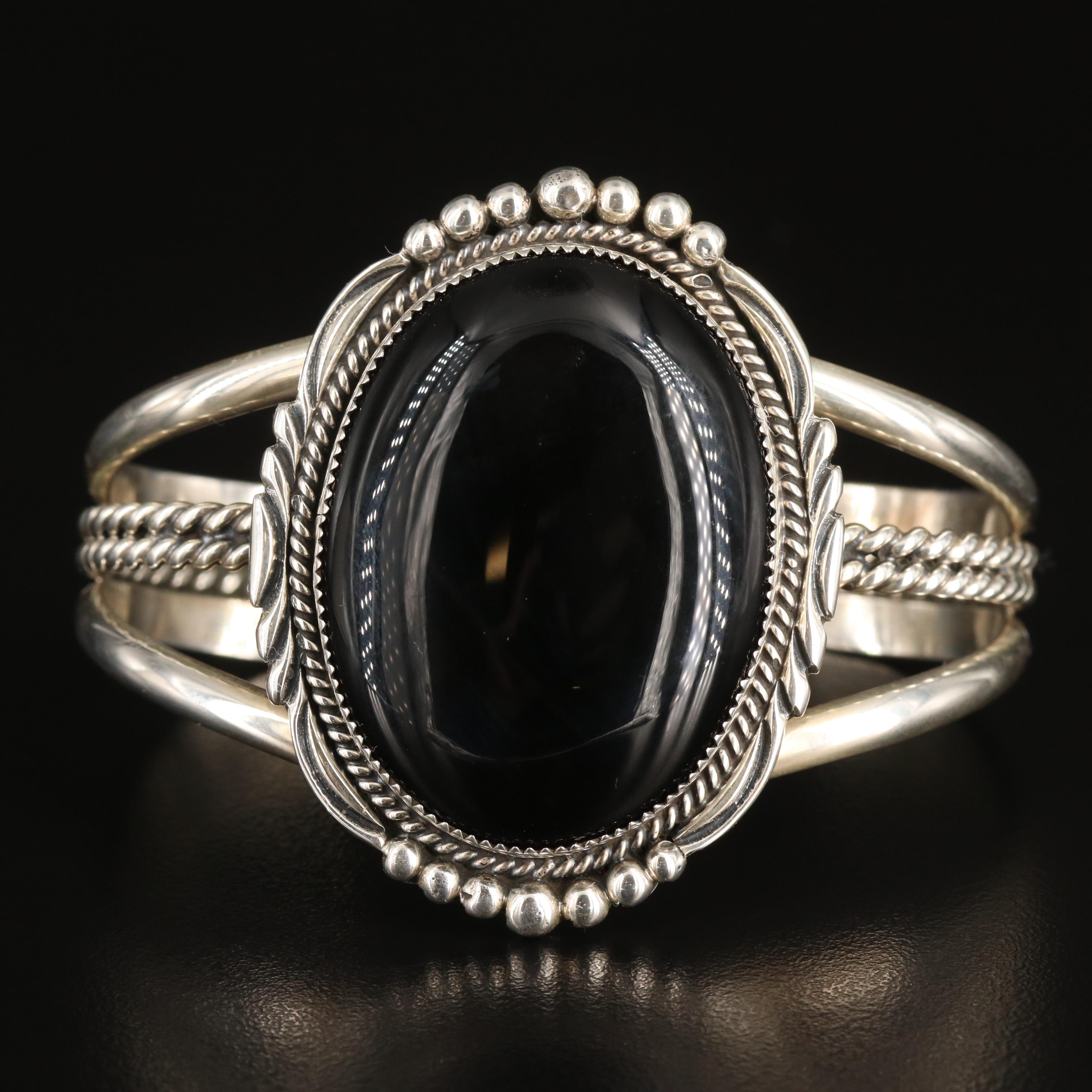 Richard Begay Navajo Diné Sterling Black Onyx Cuff