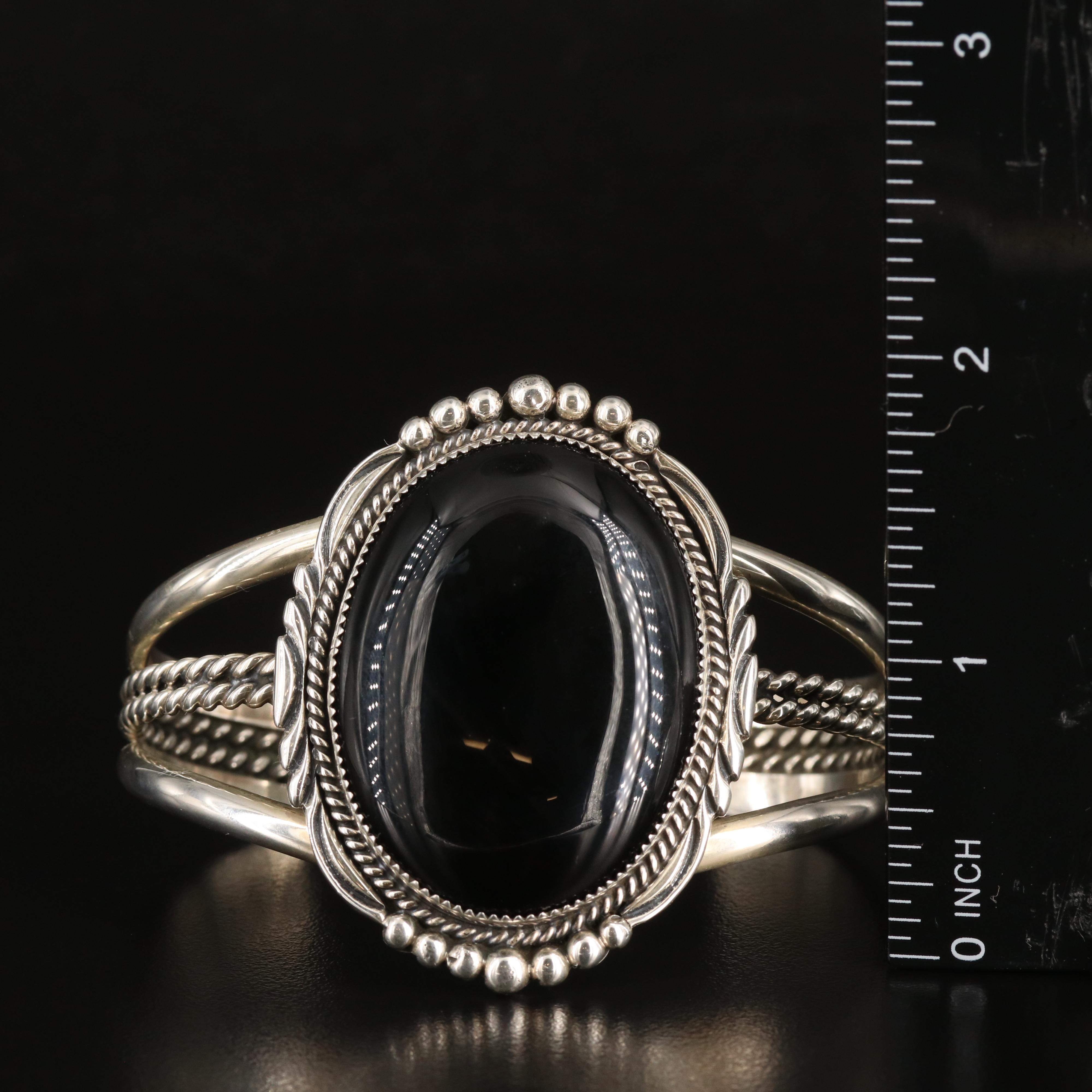 Richard Begay Navajo Diné Sterling Black Onyx Cuff