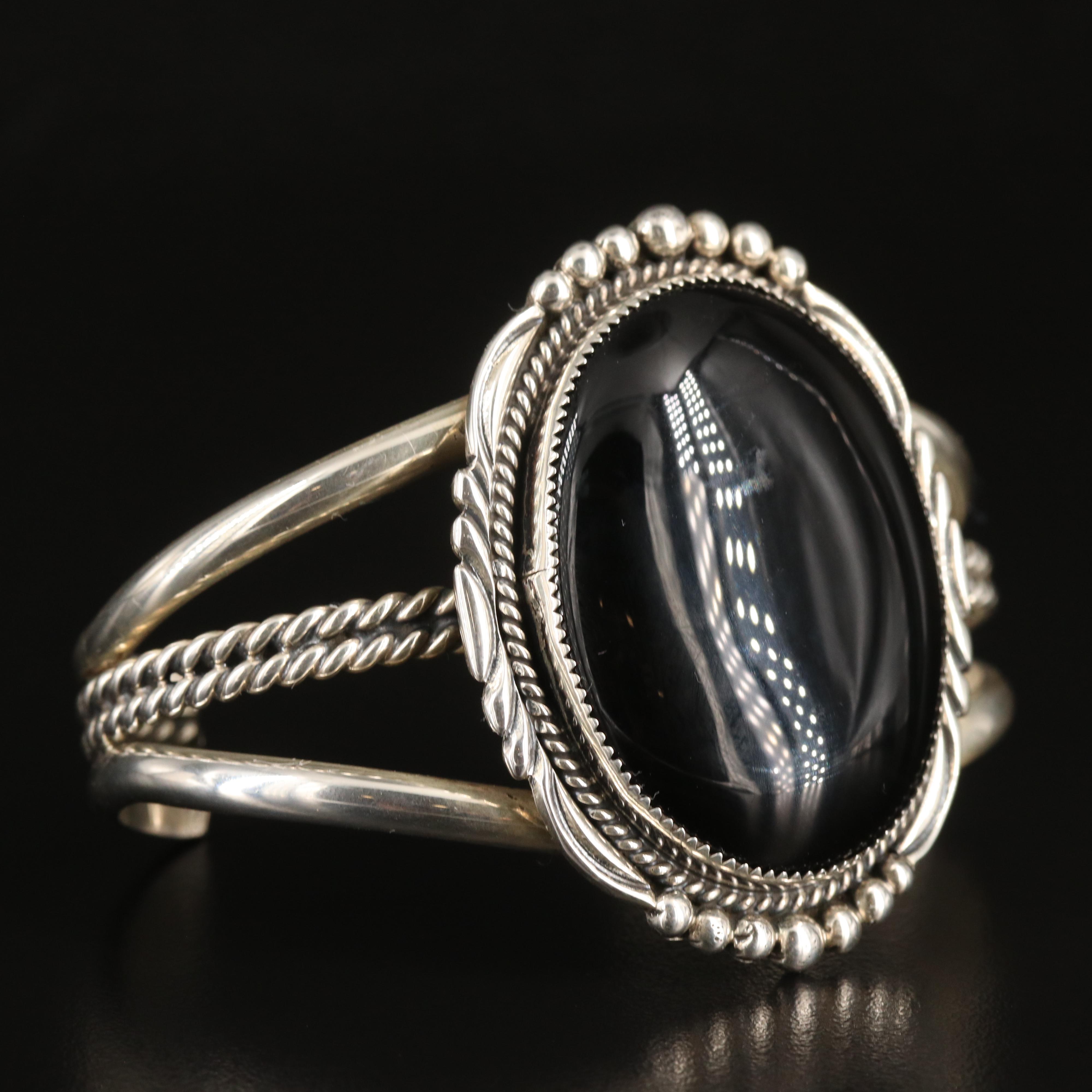 Richard Begay Navajo Diné Sterling Black Onyx Cuff