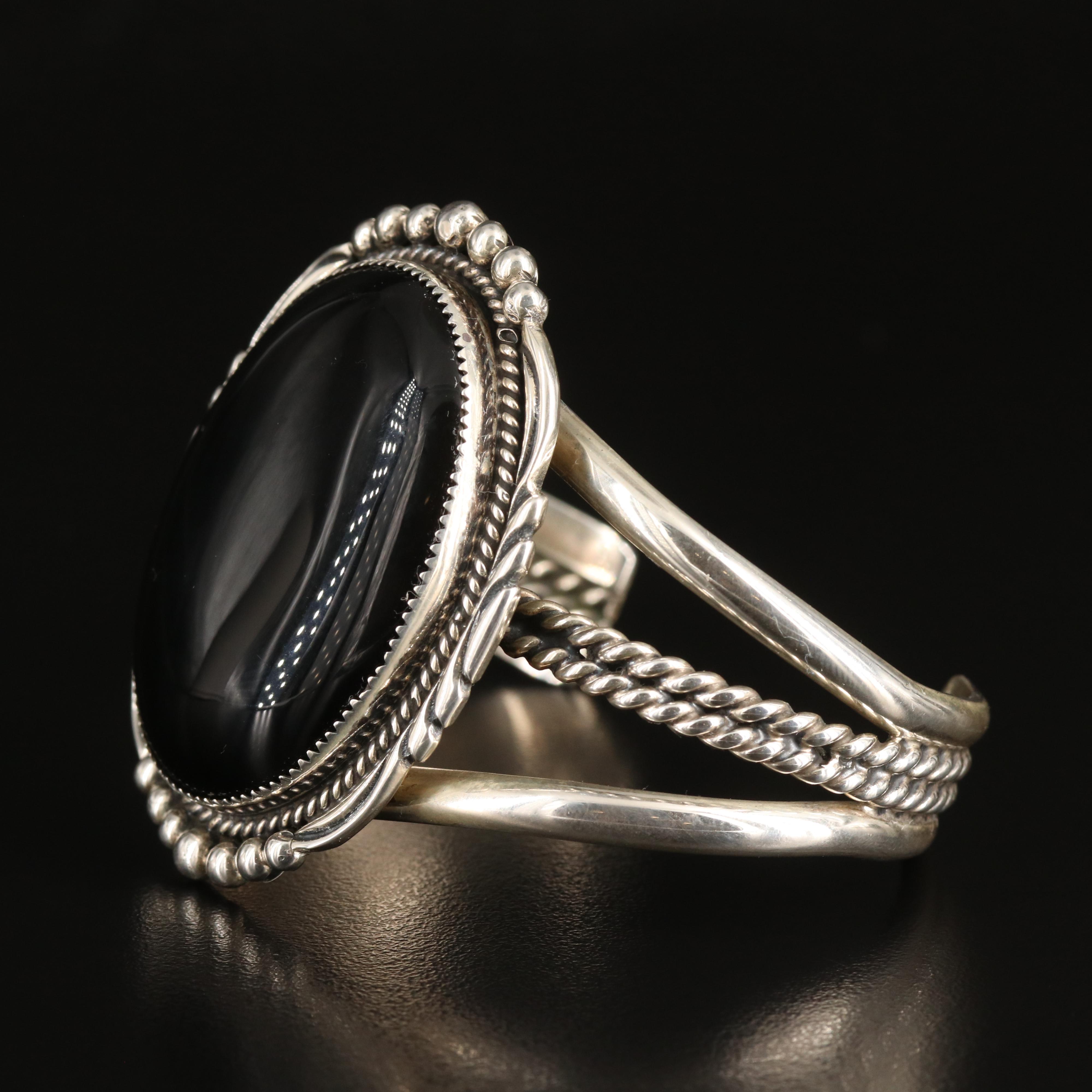 Richard Begay Navajo Diné Sterling Black Onyx Cuff
