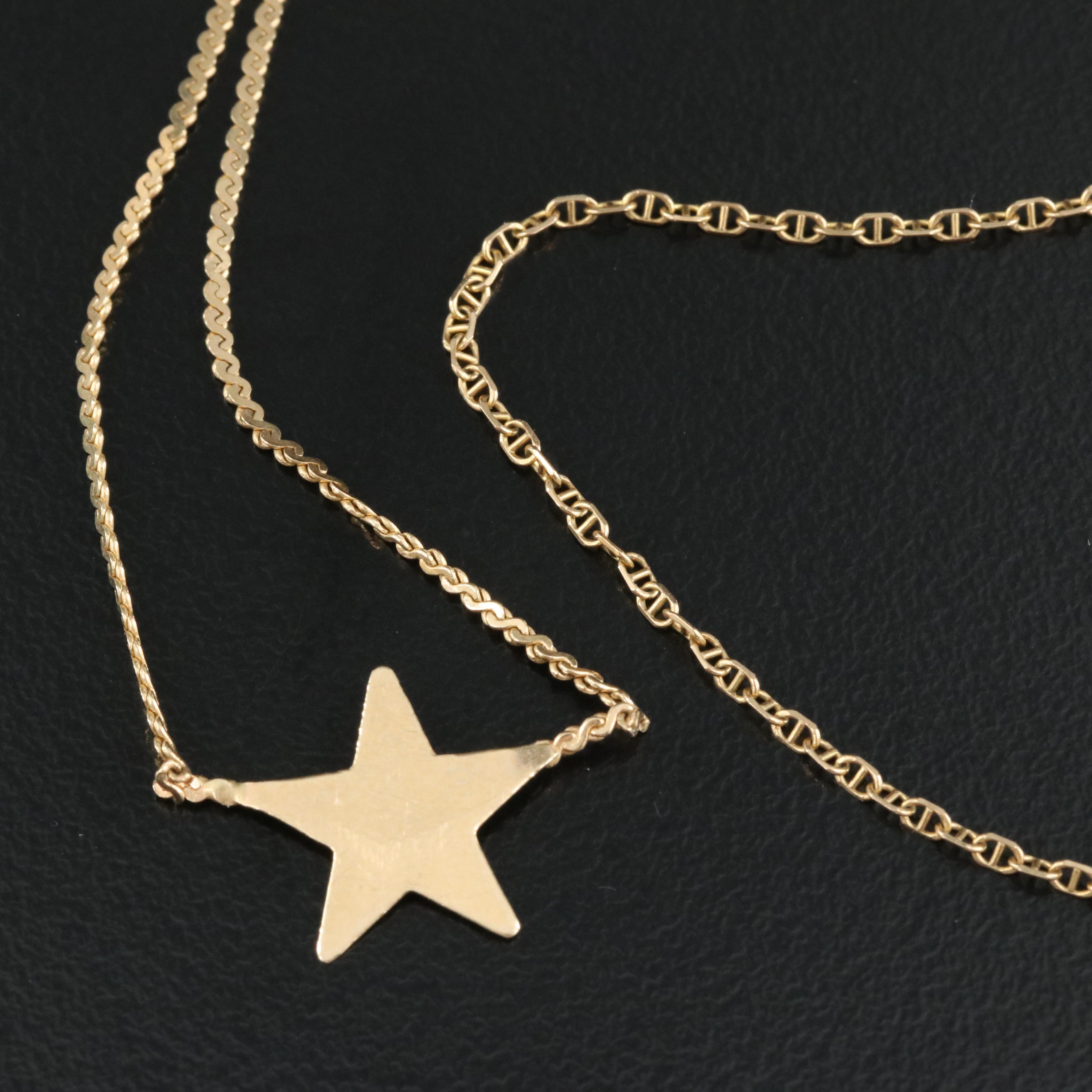 14K Serpentine and Mariner Link Necklaces