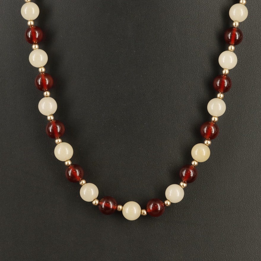 14K Quartz and Carnelian Necklace