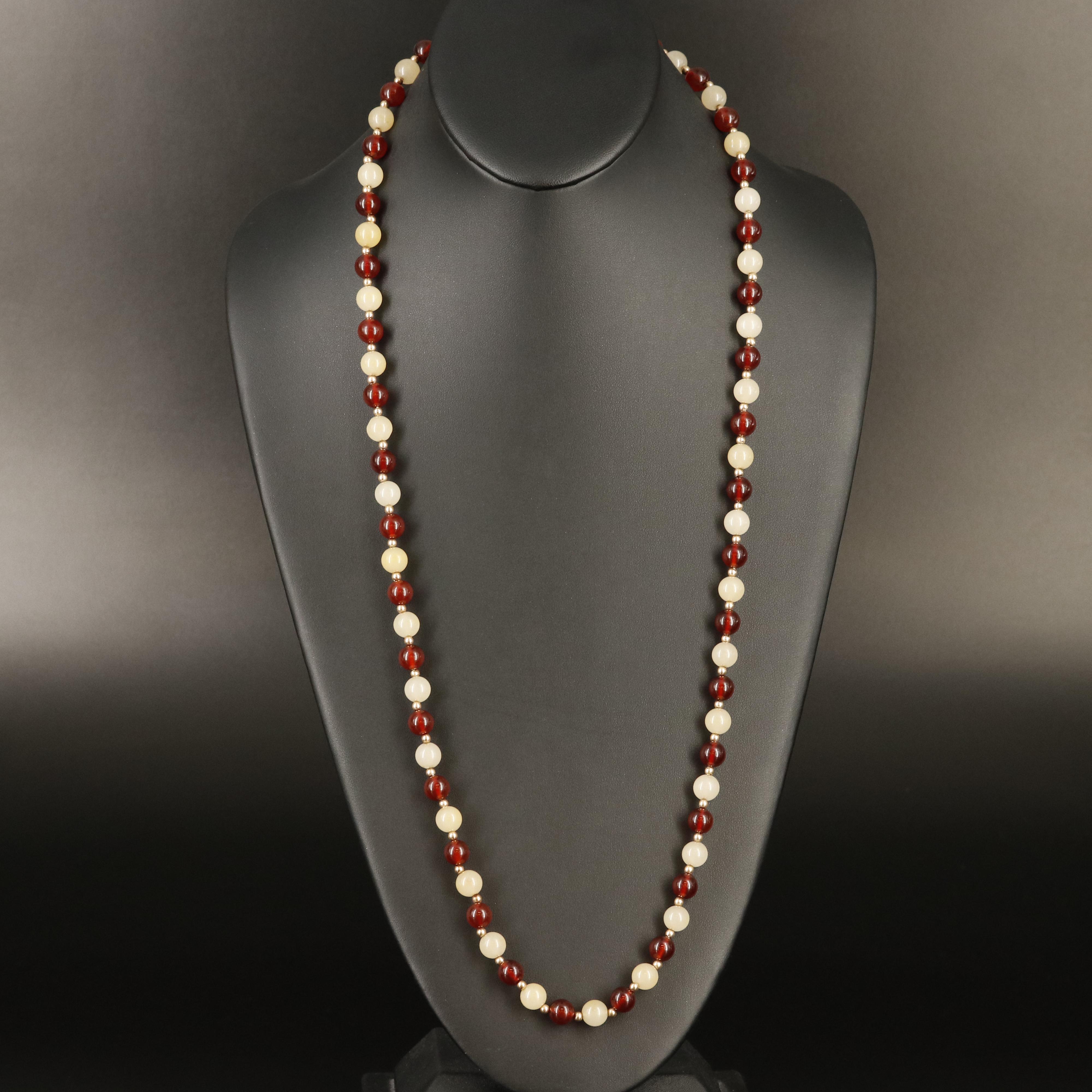 14K Quartz and Carnelian Necklace