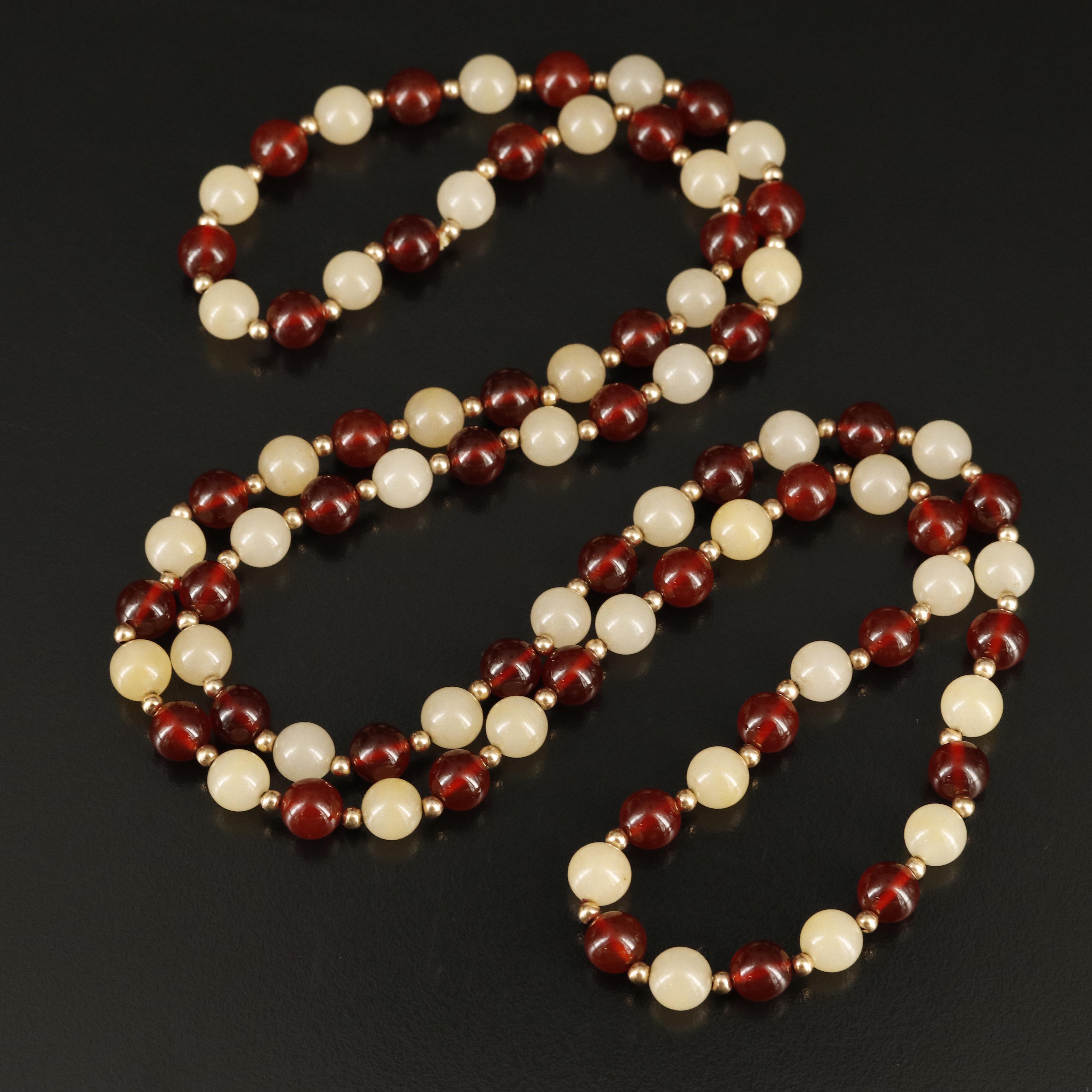 14K Quartz and Carnelian Necklace