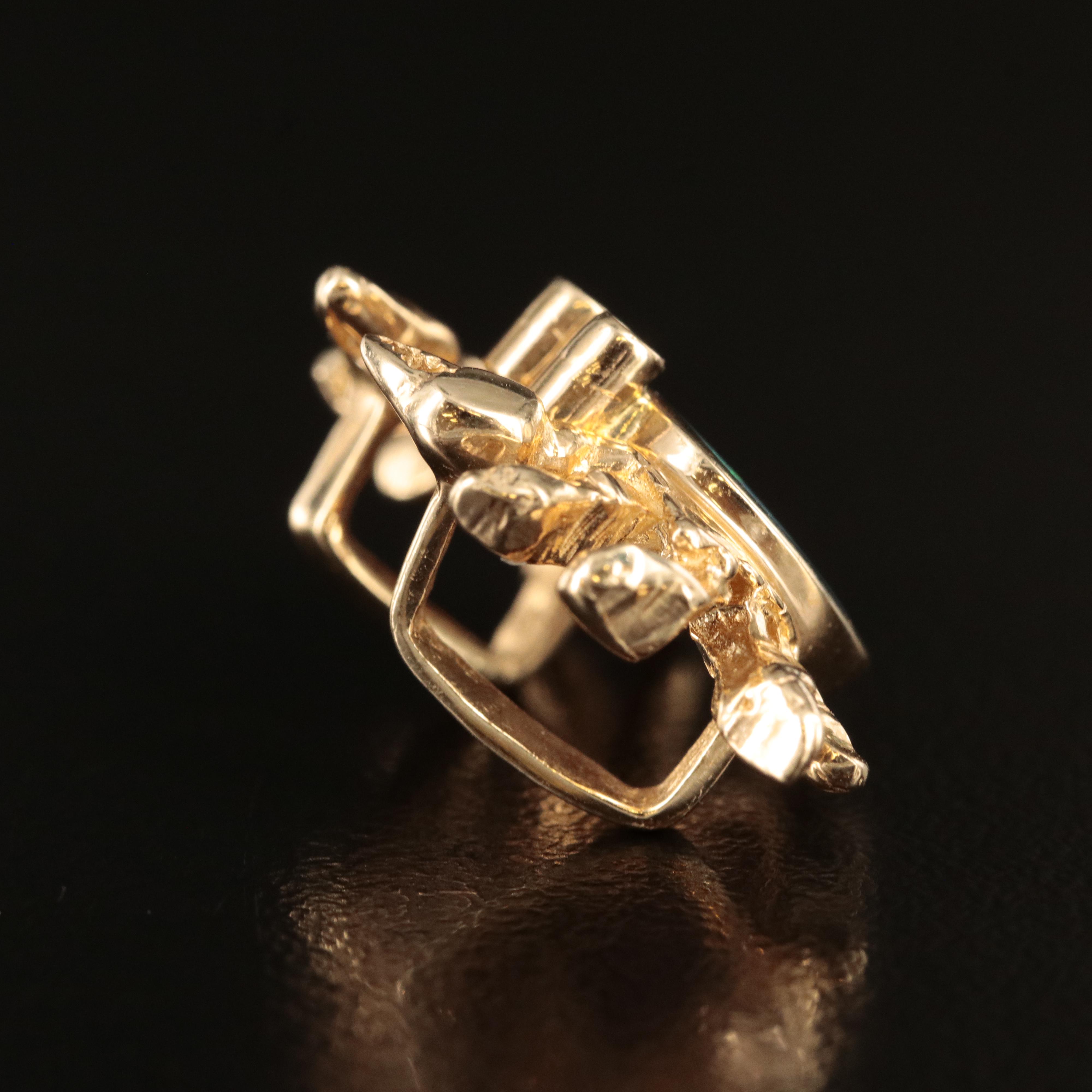 14K Opal Doublet and Diamond Crab Slide Pendant