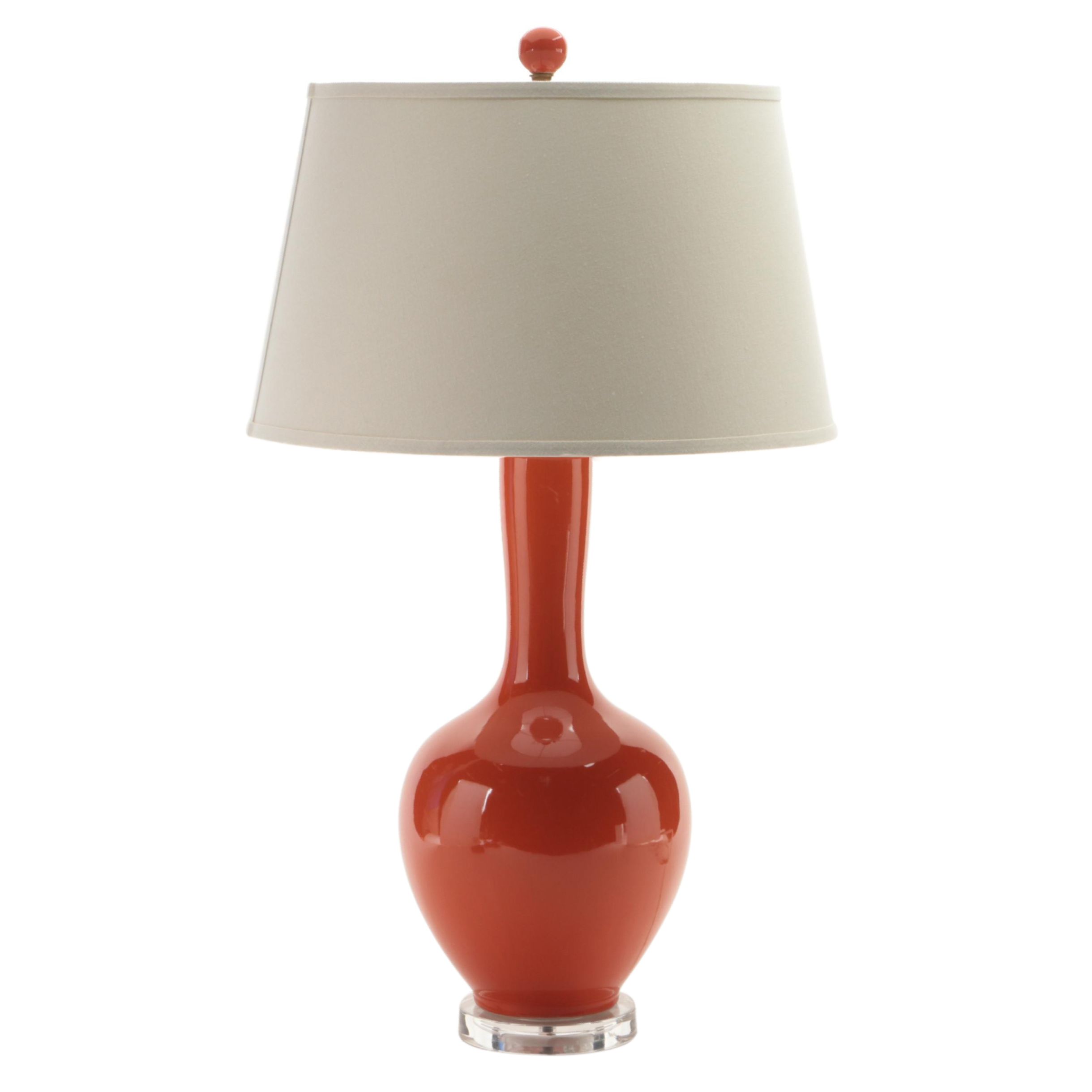 Orange Porcelain and Acrylic Table Lamp, 21st Century