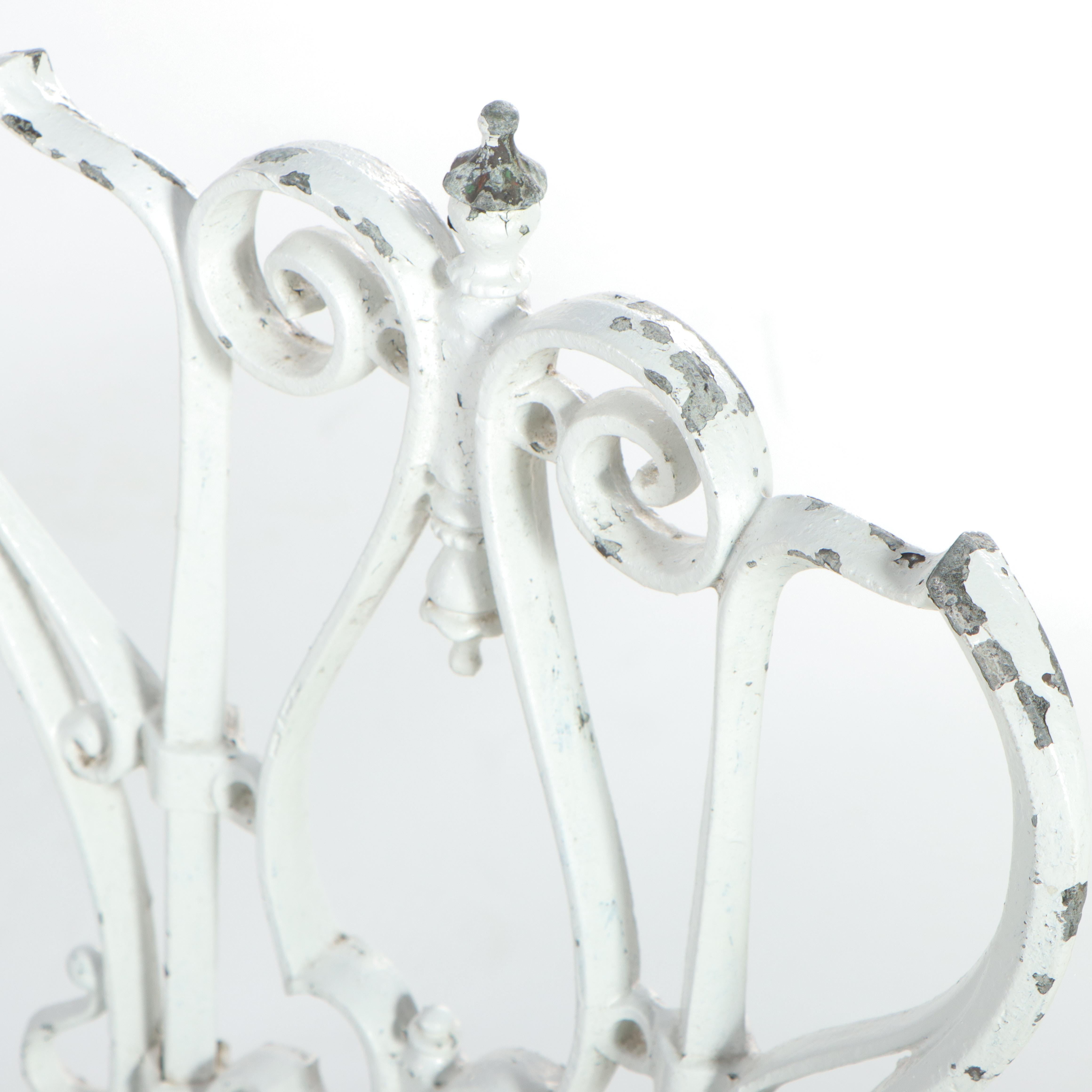 Wrought Iron and Marble Cafe Table with Metalwork Chairs