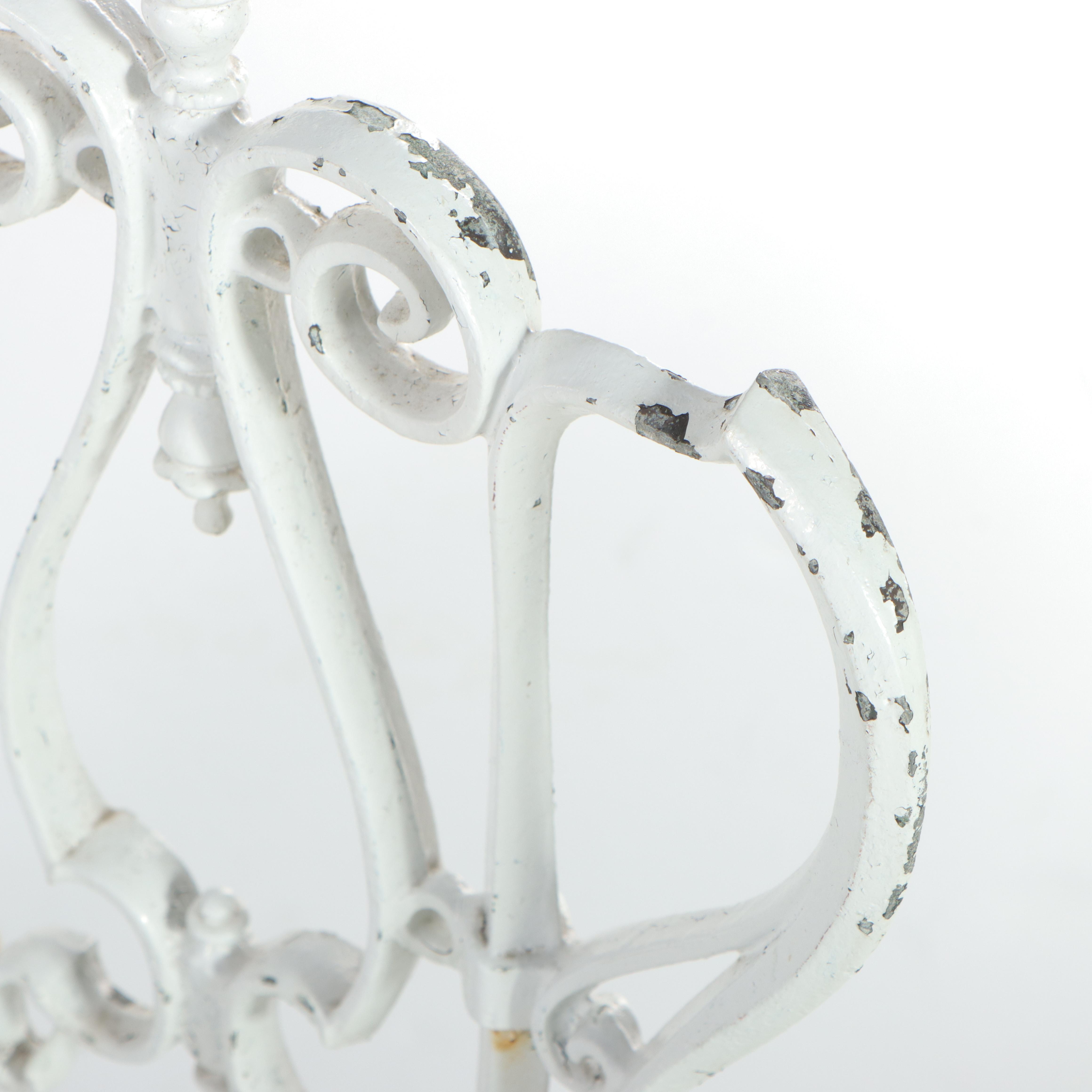 Wrought Iron and Marble Cafe Table with Metalwork Chairs