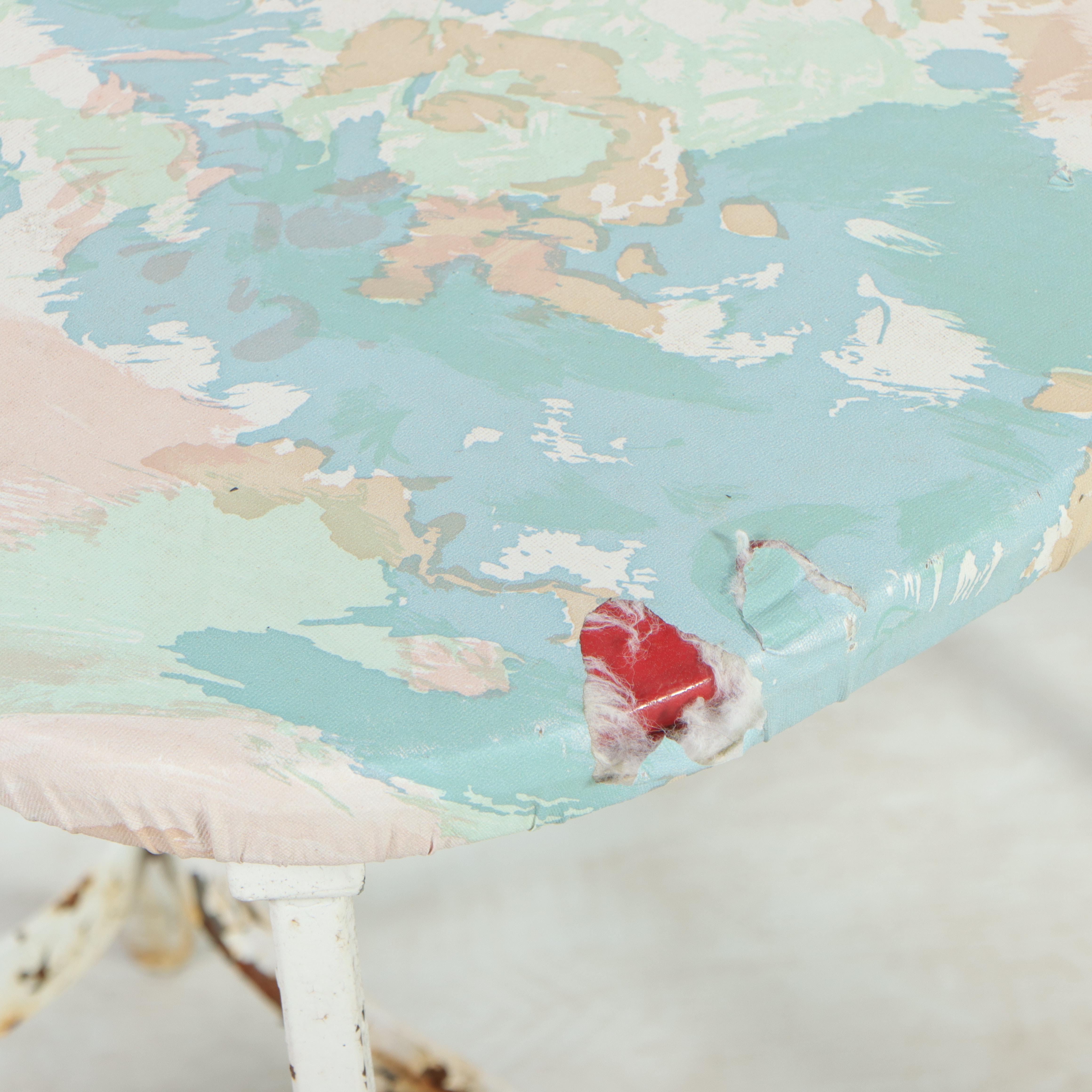 Wrought Iron and Marble Cafe Table with Metalwork Chairs