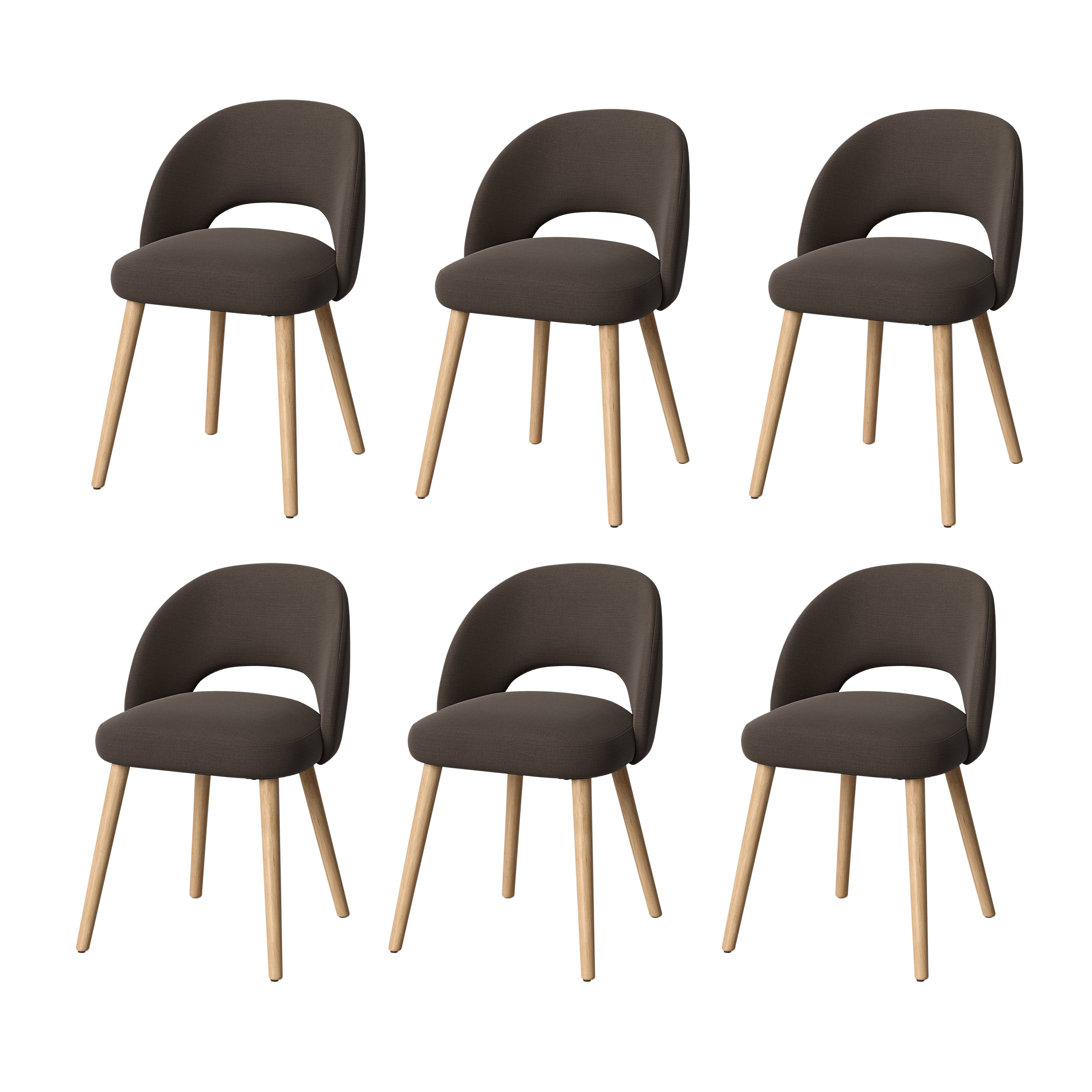 Six Project 62 Galles Mid-Century Upholstered Dining Chairs in Dark Gray